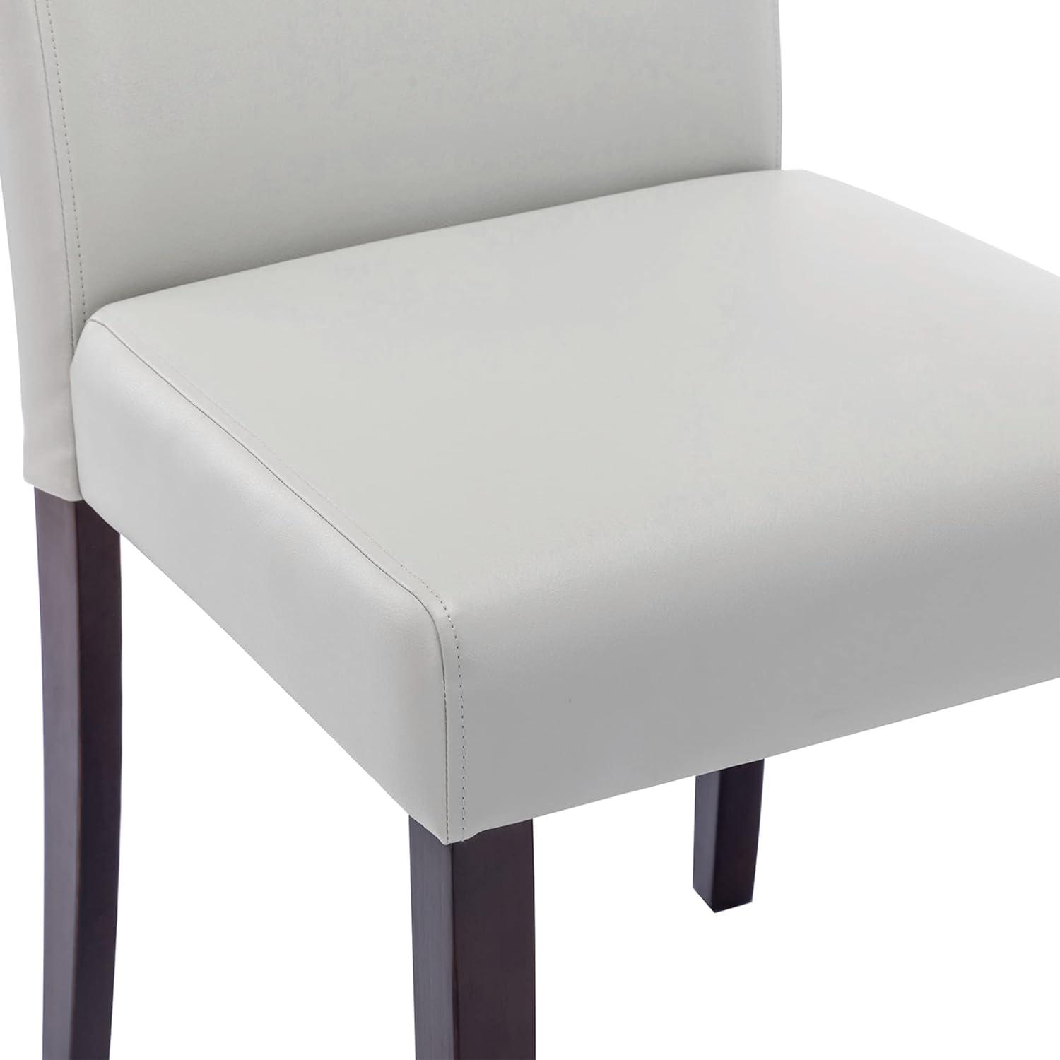 Light Grey Faux Leather Upholstered Side Chair with Wood Legs, Set of 2