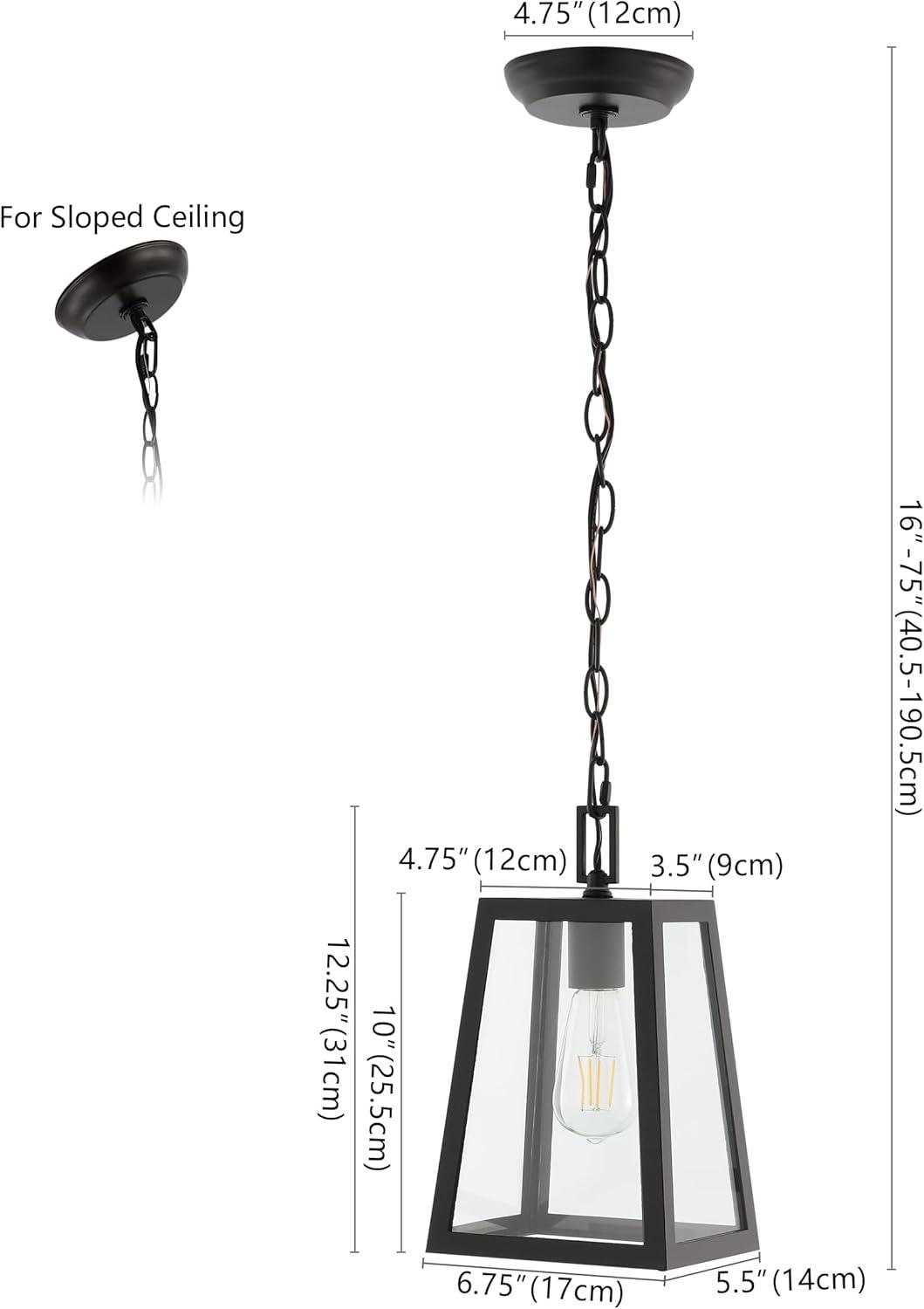 Black Glass LED Lantern Pendant Light