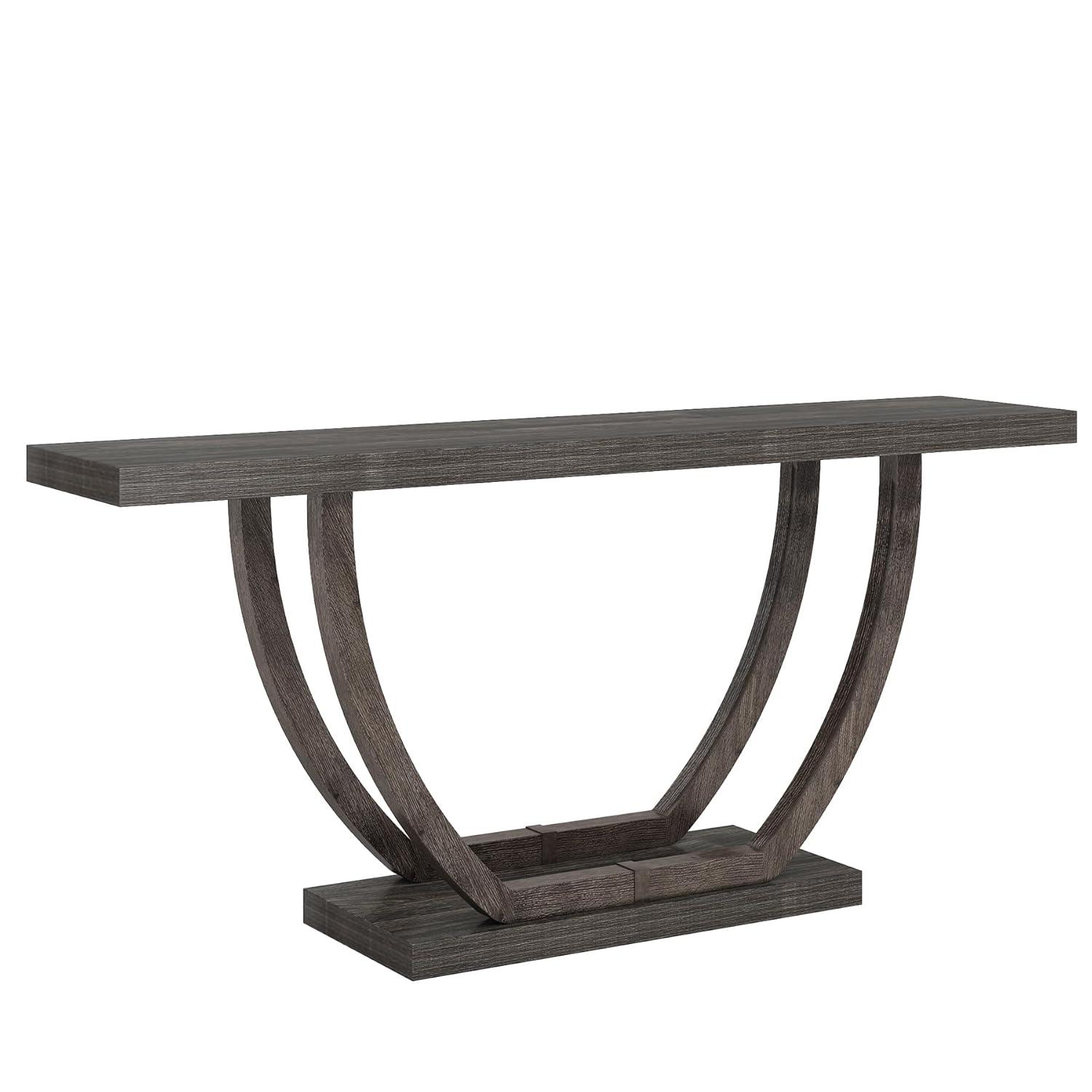 Resenkos Entryway Table, Console Sofa Table,63" Farmhouse Console Table, 2-Tier Entryway Sofa Table Gray