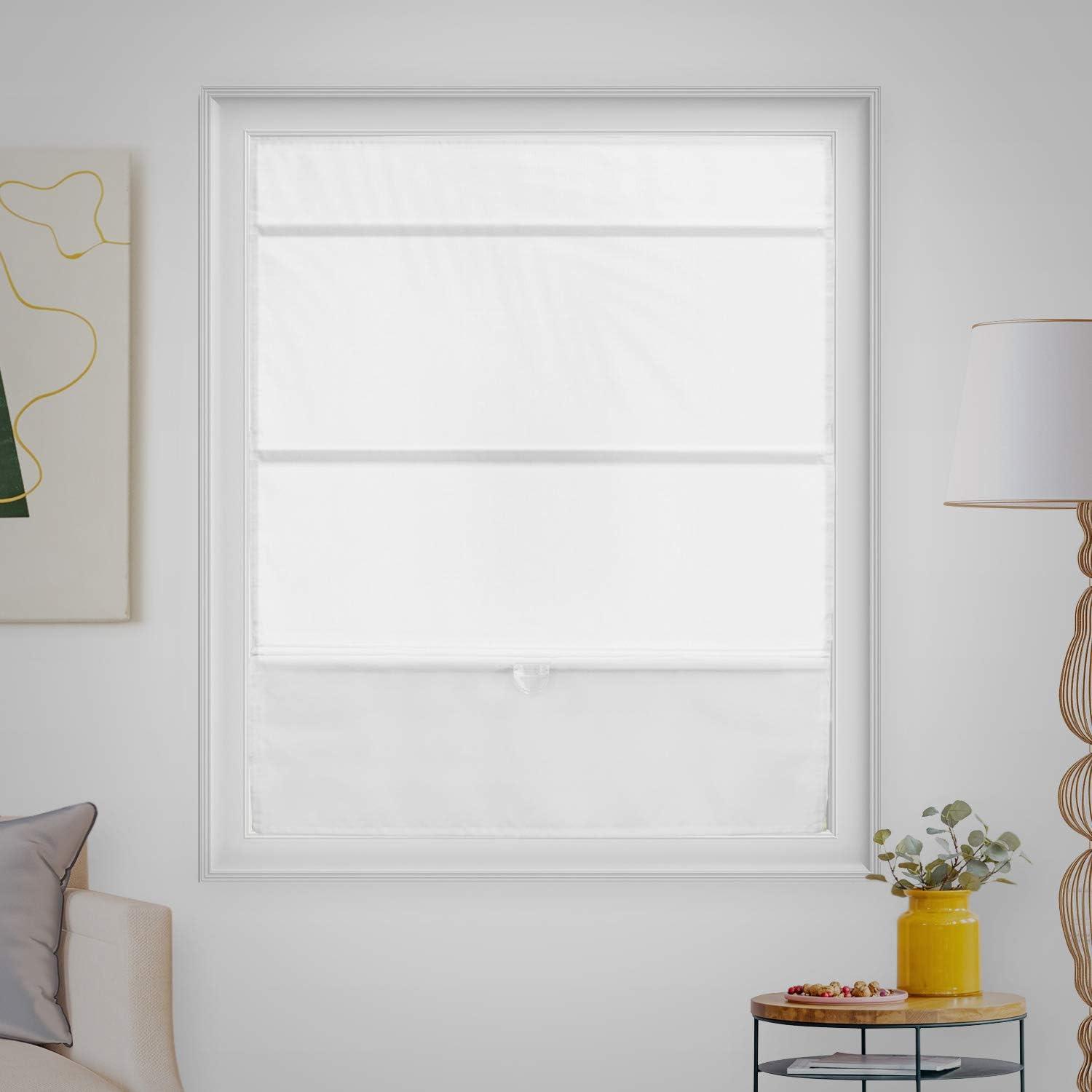 Chicology Cordless Roman Shades, Runway White (Light Filtering) 36"W X 64"H