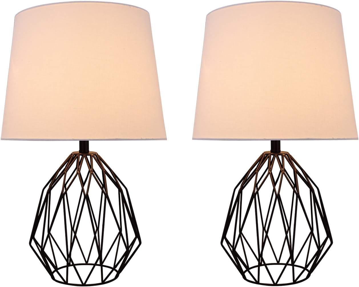 Aspen Creative 40158-12, 22" H Metal Wire Table Lamp in Matte Black with Empire Lamp Shade in Cream