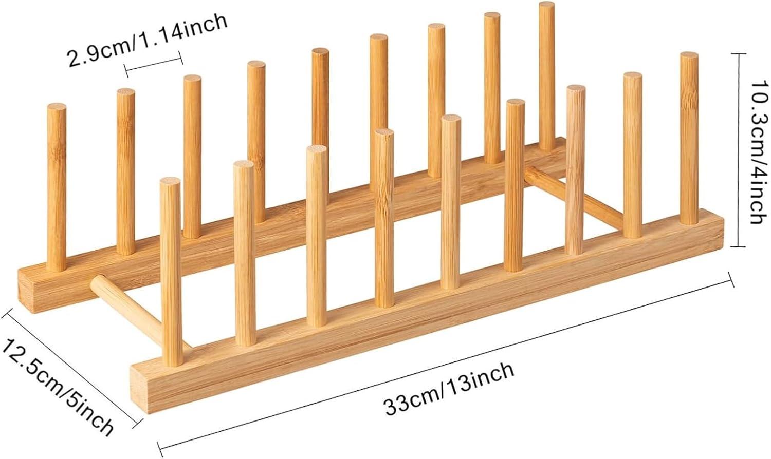 4-Piece Bamboo Dish and Lid Drying Rack Set