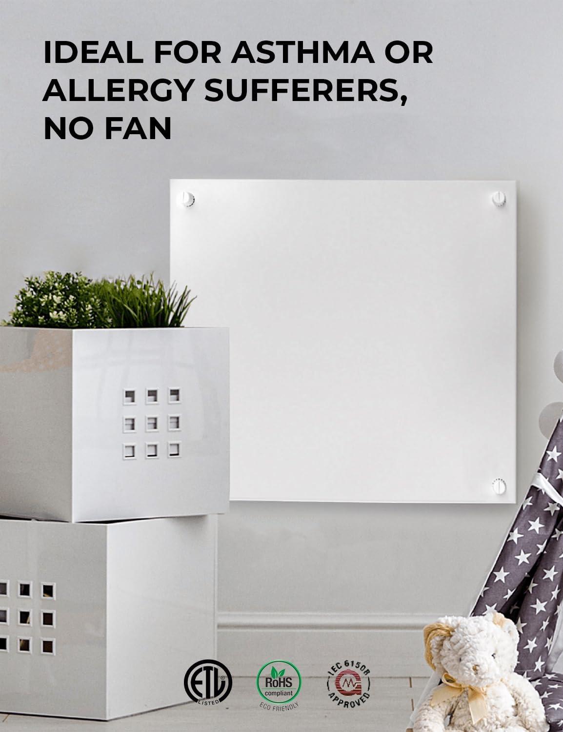 Wall Mount Space Heater Panel- 400 Watt Convector Heater, 120V Electric Heat Reflector | Ideal for 200 Sq Ft Room