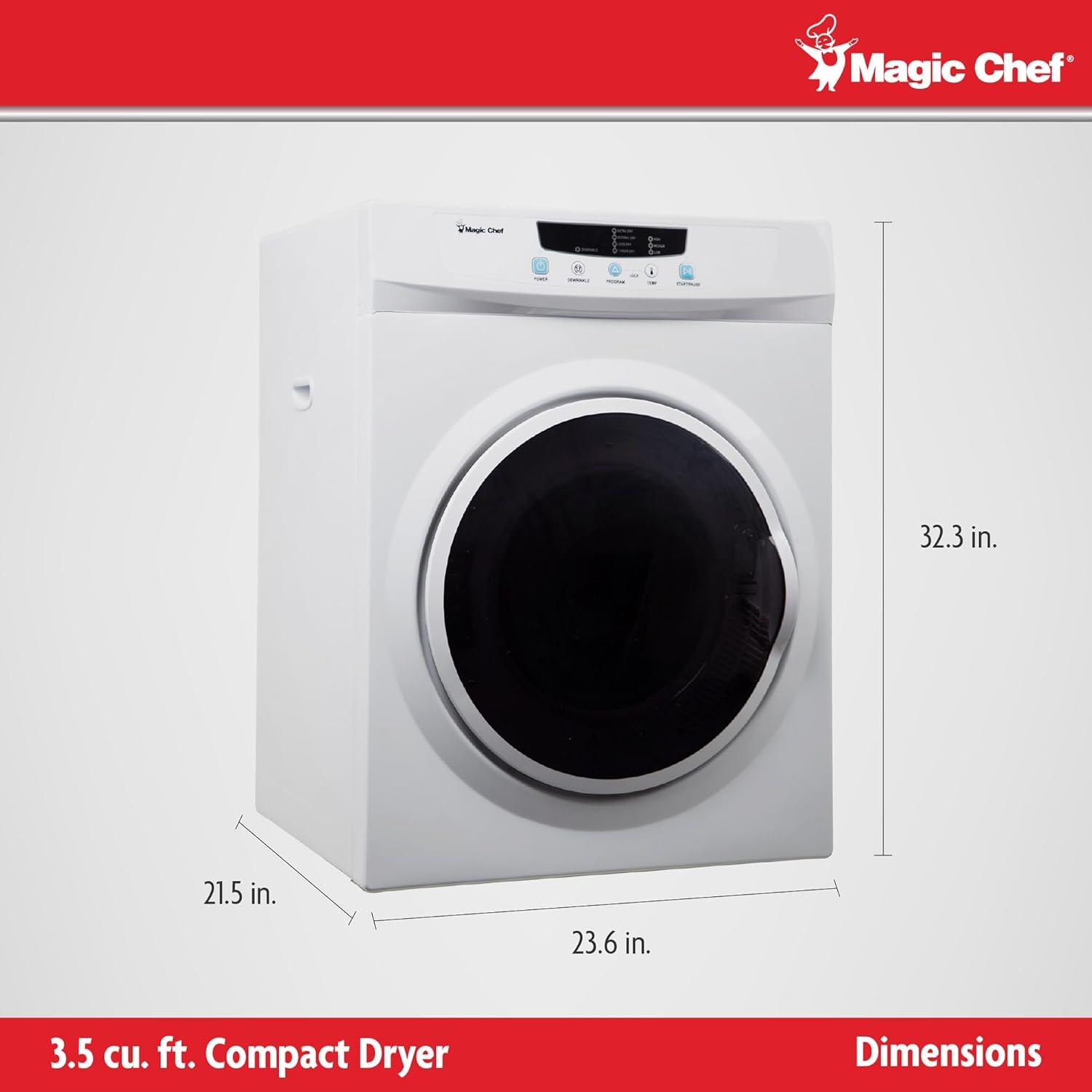 Magic Chef 3.5 Cu. ft. Compact Electric Dryer, White