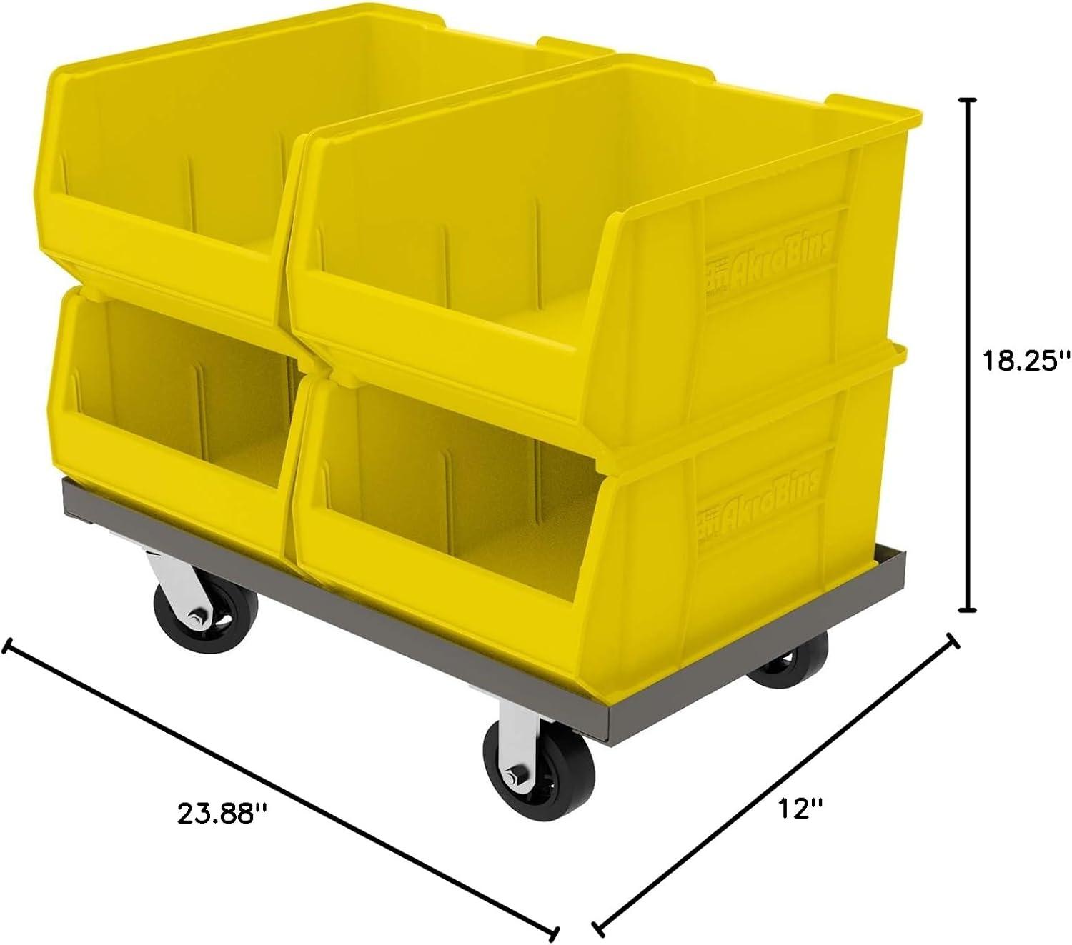 Yellow Heavy-Duty Plastic Stackable Storage Bin