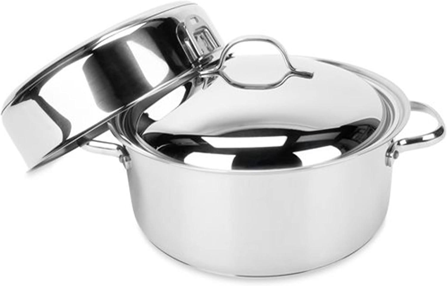 Camco Stainless Steel Nesting Cookware Set- Non Stick Pans and Pots with Removable Handles, Space Efficient Excellent for RVs and Compact Kitchen, 10-Piece Set (43921)