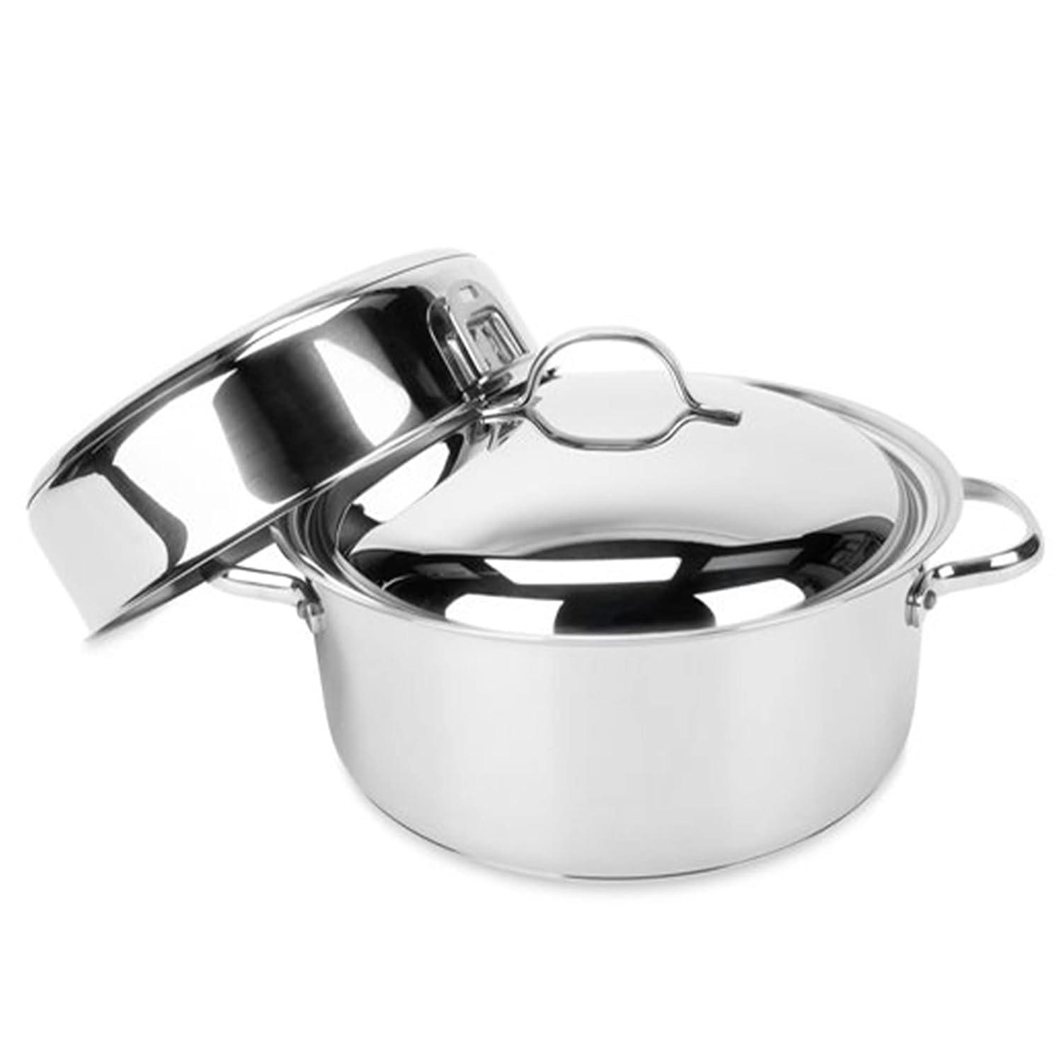 Camco Stainless Steel Nesting Cookware Set- Non Stick Pans and Pots with Removable Handles, Space Efficient Excellent for RVs and Compact Kitchen, 10-Piece Set (43921)