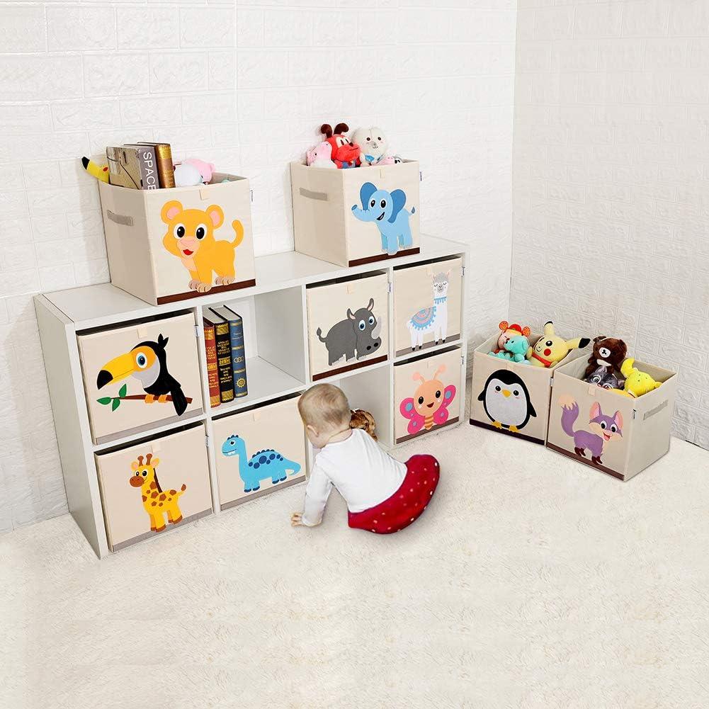 Llama Themed Beige Fabric Foldable Storage Bin for Kids