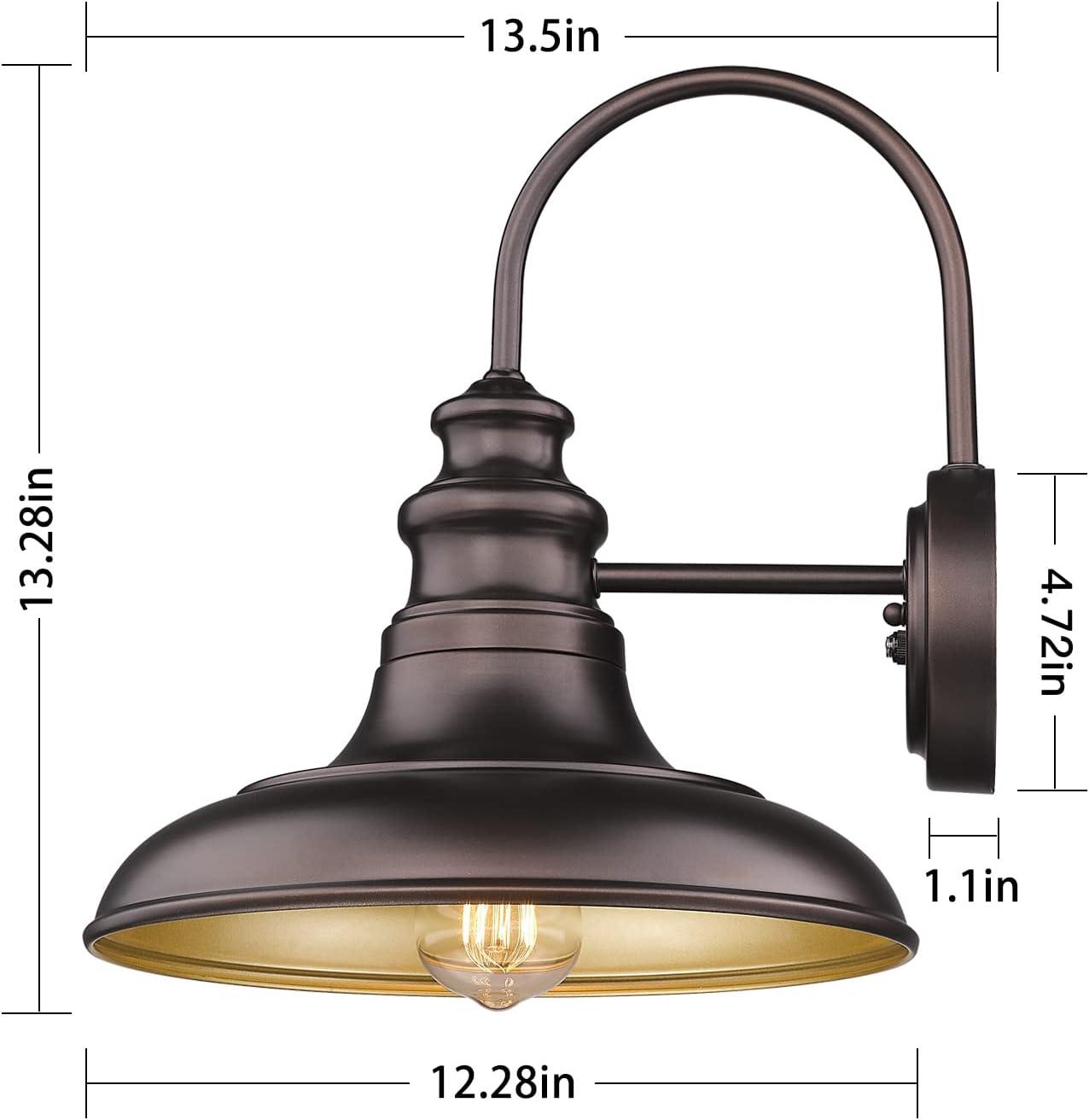 VIANIS Dusk to Dawn Barn Lights, 2 Pack Brown Gooseneck Outdoor Light Fixture, Farmhouse Outdoor Wall Lights for House, Porch, Entryway, Garage