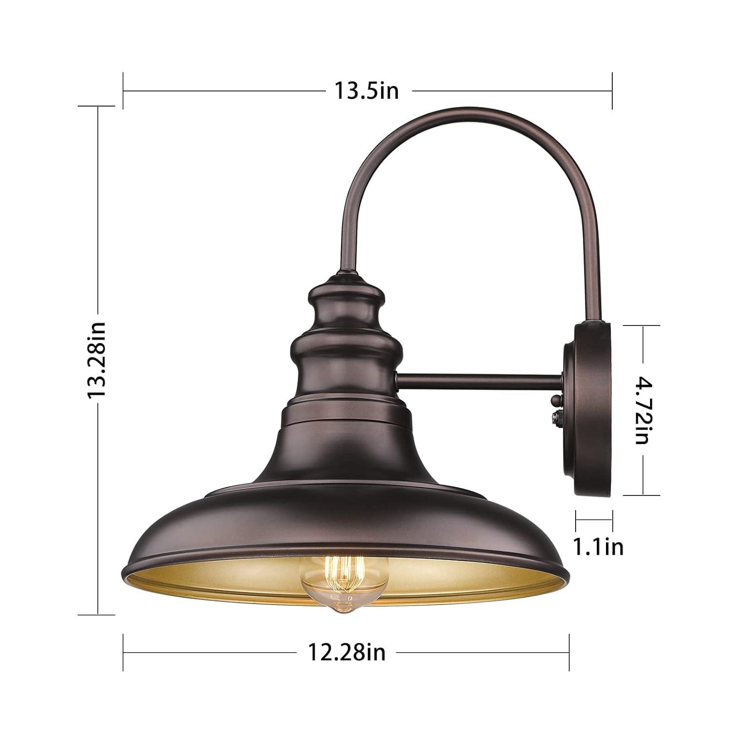 VIANIS Dusk to Dawn Barn Lights, 2 Pack Brown Gooseneck Outdoor Light Fixture, Farmhouse Outdoor Wall Lights for House, Porch, Entryway, Garage