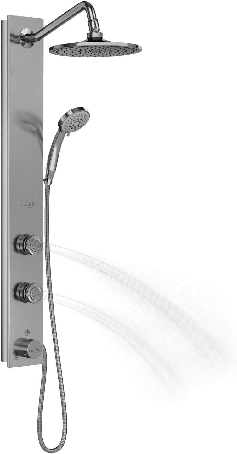 Aloha Brushed Stainless Steel Shower System with Chrome Fixtures