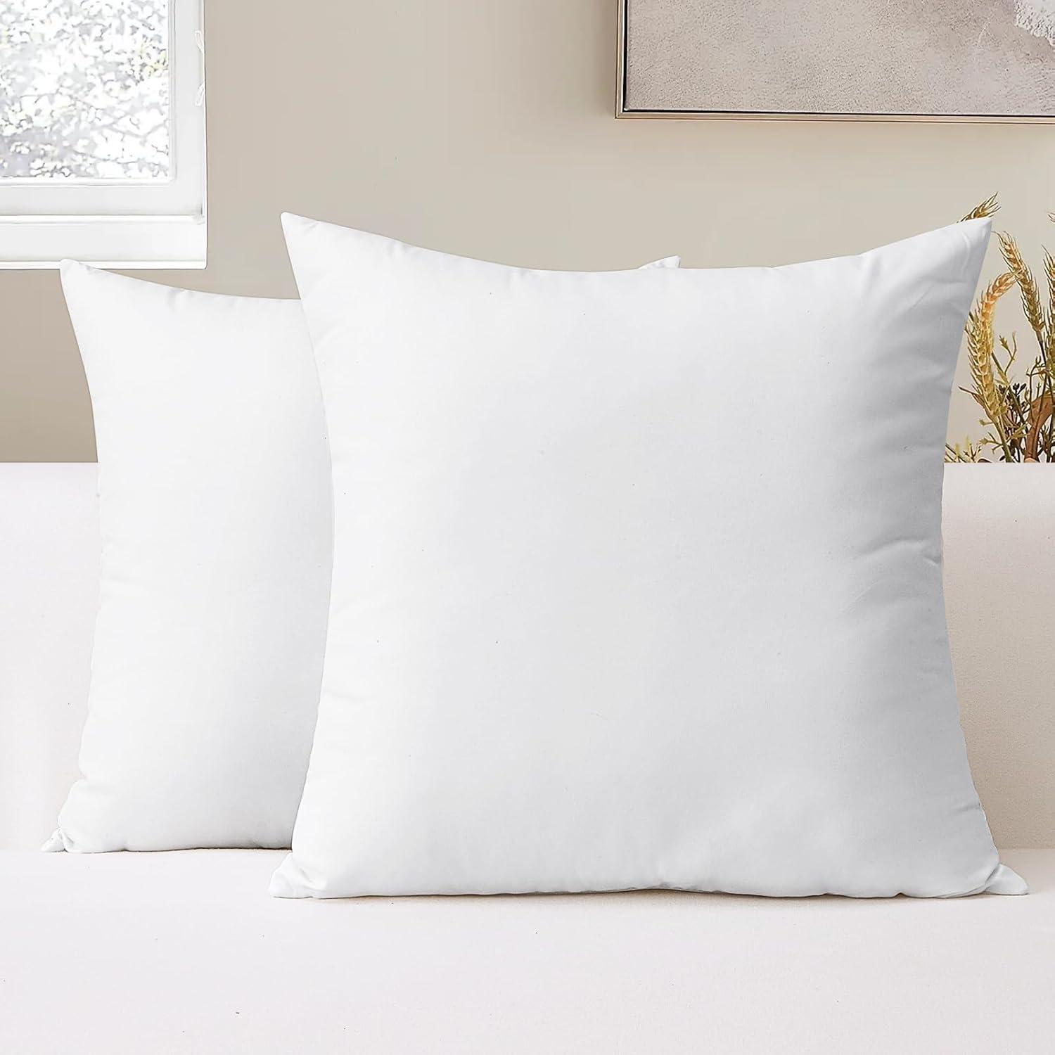 THROW PILLOW, SOFA PILLOW, OUT DOOR PILLOW, COUCH PILLOW, BEDDING PILLOW Inserts (Set of 2, White), 18x18 Inches - Lightweight Fillers for Sofa, Bed, and Home Décor (18x18 Inch (Pack of 2)