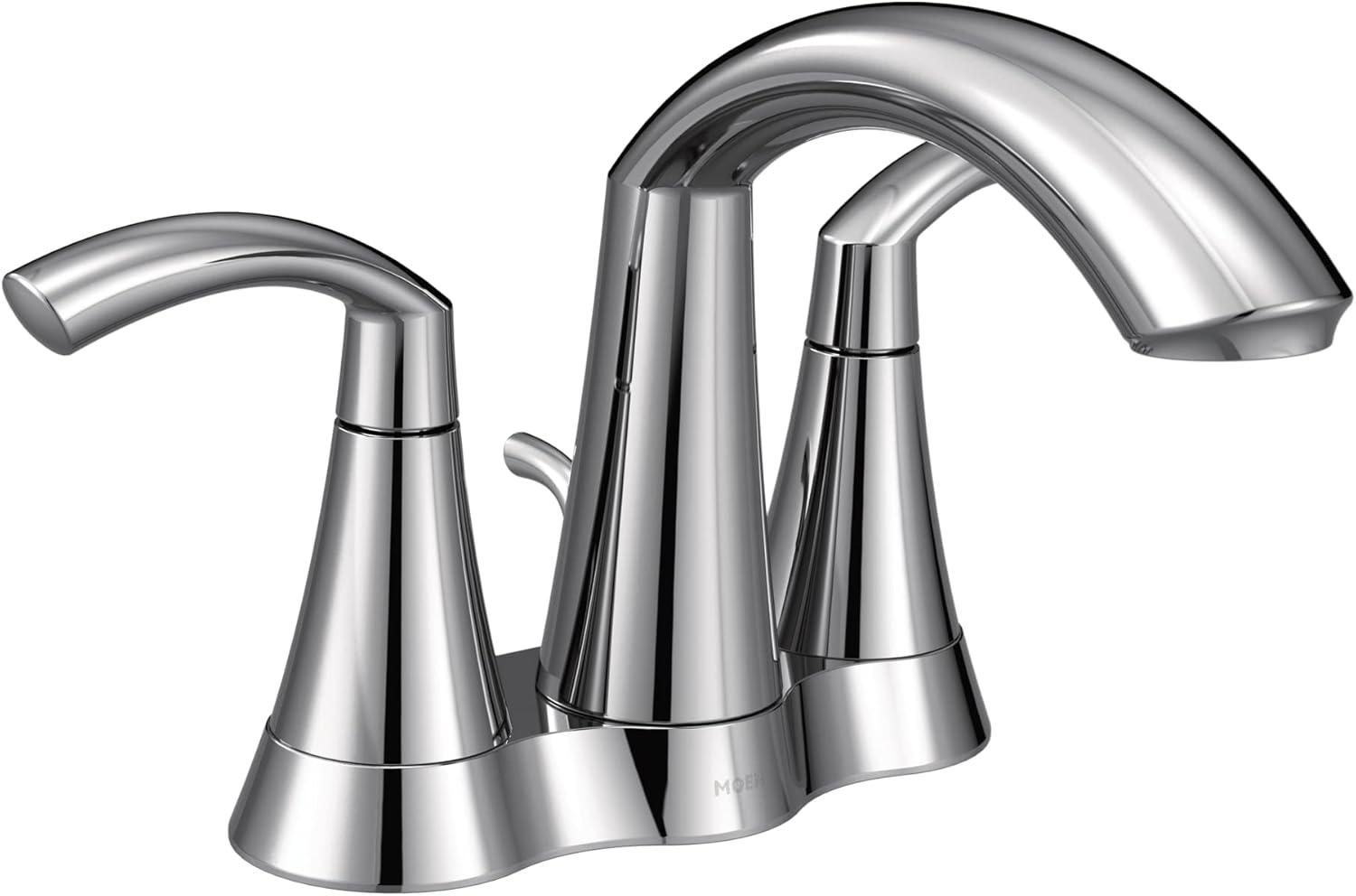 Chrome Transitional Centerset Bathroom Faucet with Dual Handles