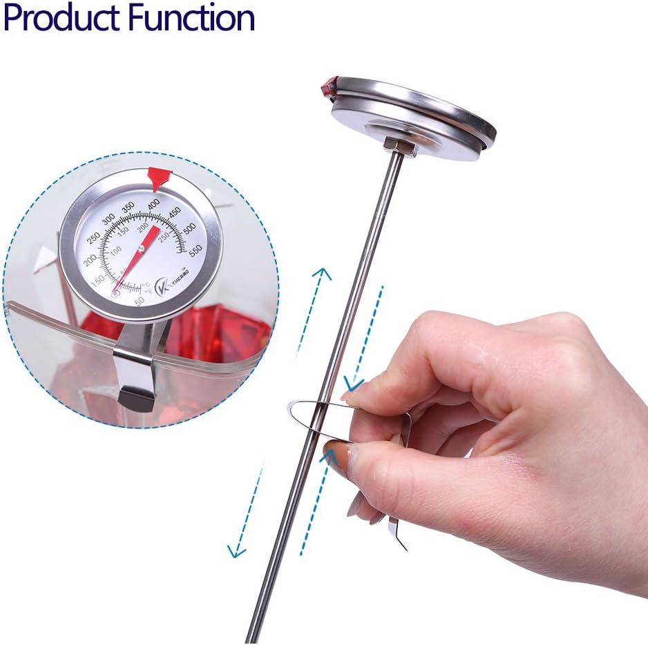KT THERMO Candy/Deep Fry Thermometer with Instant Read,Dial Thermometer,12" Stainless Steel Stem Meat Cooking Thermometer,Best for Turkey,BBQ,Grill