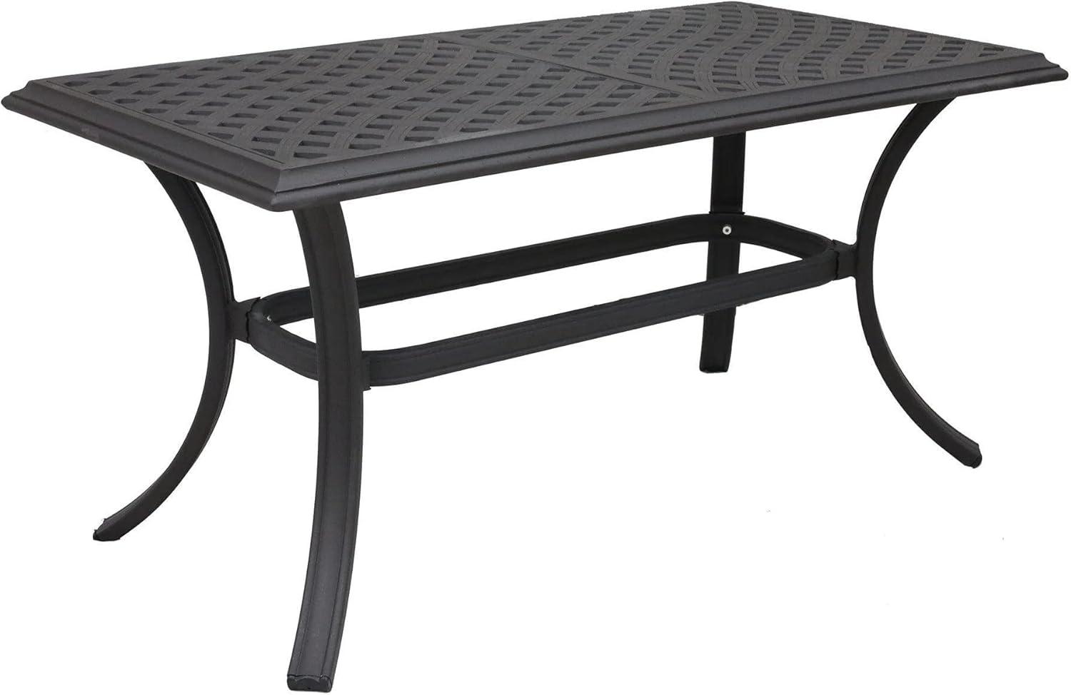 Black Cast Aluminum Outdoor Coffee Table with Lattice Design