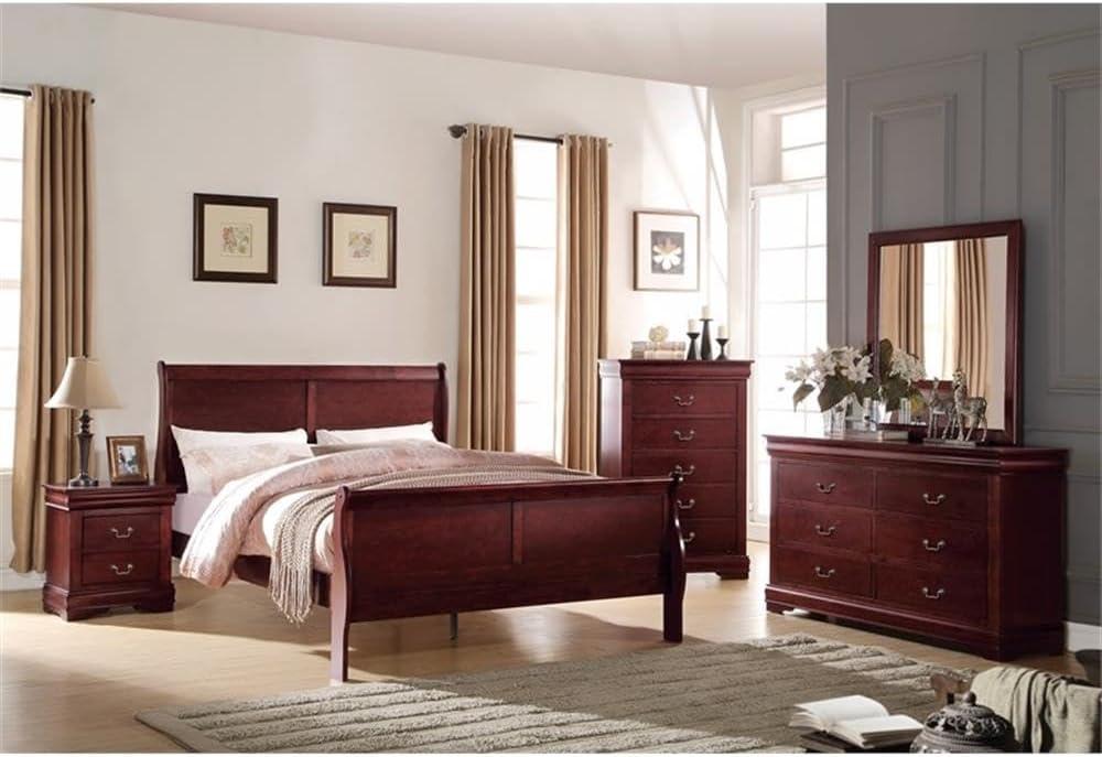 Acme Simple Relax Queen Bed, Brown Cherry Finish