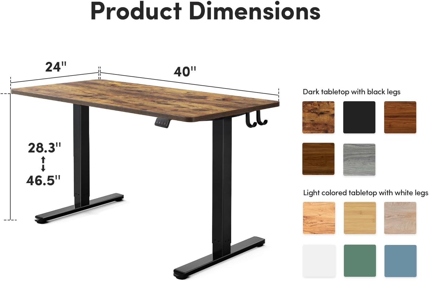 edx Electric Standing Desk, Height Adjustable Desk, 55 x 24 Inches Ergonomic Stand up Desk with Memory Preset and T-Shaped Metal Bracket for Home Office