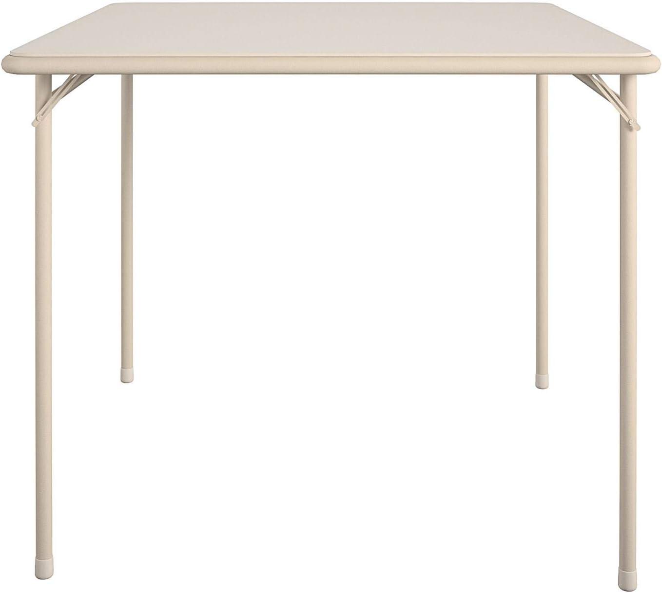 COSCO 34" Square Vinyl Top Folding Card Table, Antique Linen, Easy to Clean, Portable, Great for Everyday Dining, Crafting, Games, & Homework, Compact Storage