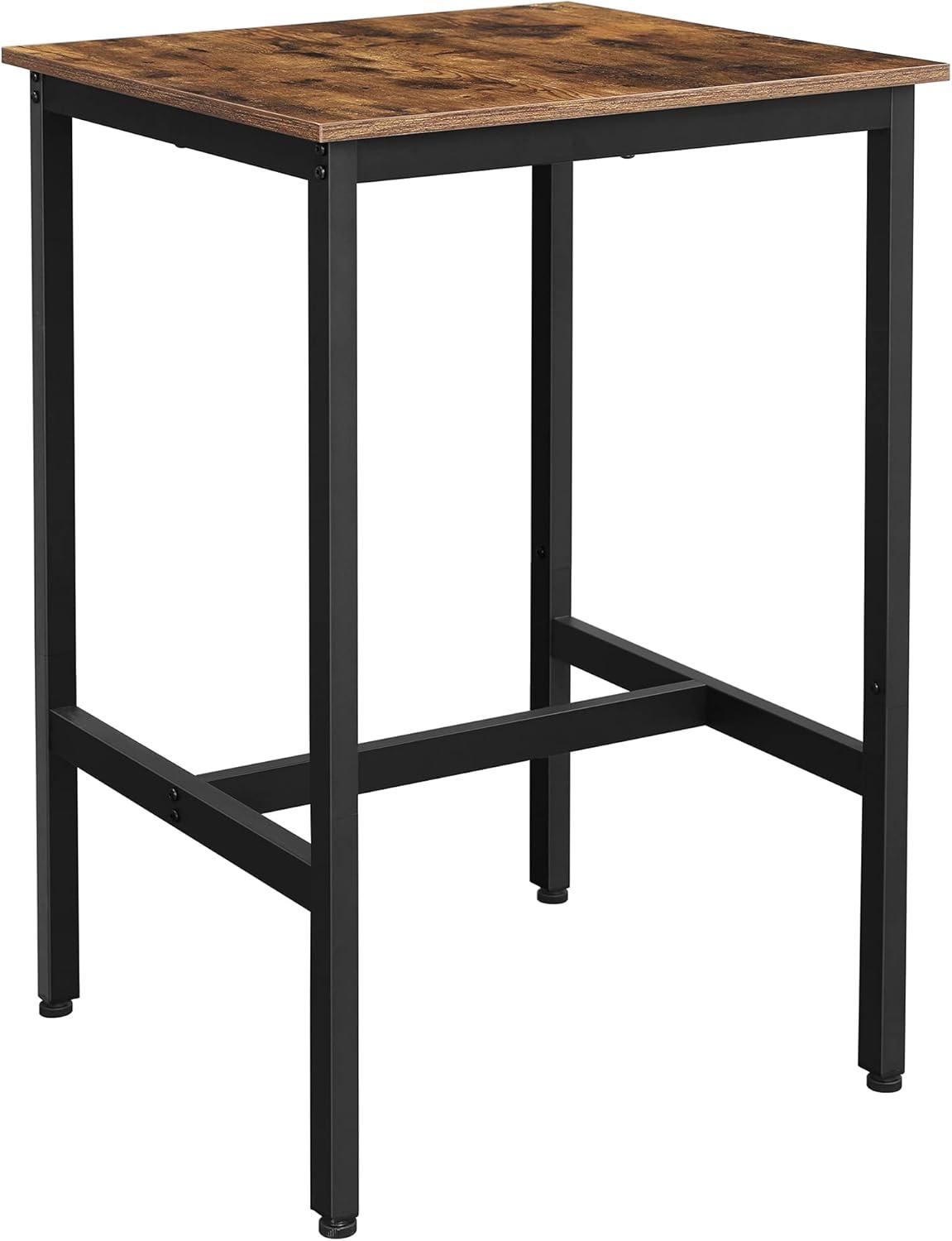 Rustic Brown and Black Industrial Bar Height Table