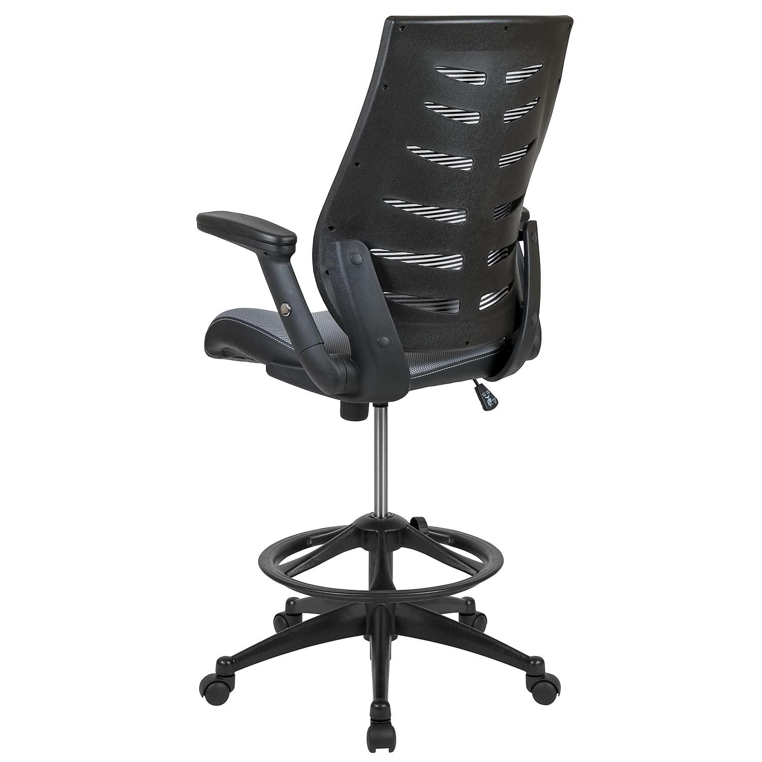 High Back Mesh Spine-Back Ergonomic Drafting Chair with Adjustable Foot Ring