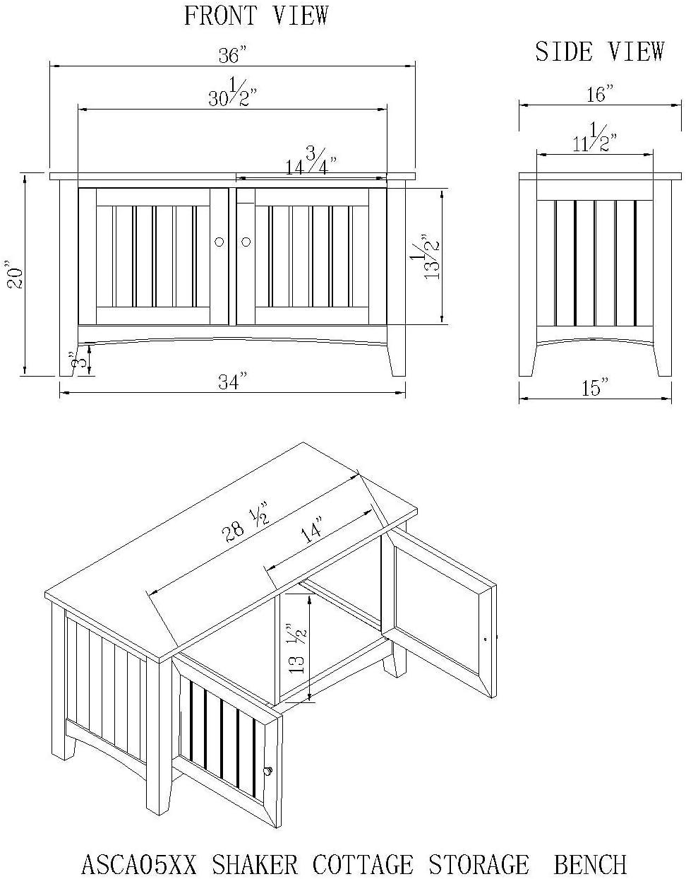 Cherry Shaker Cottage Hall Tree with Storage Bench