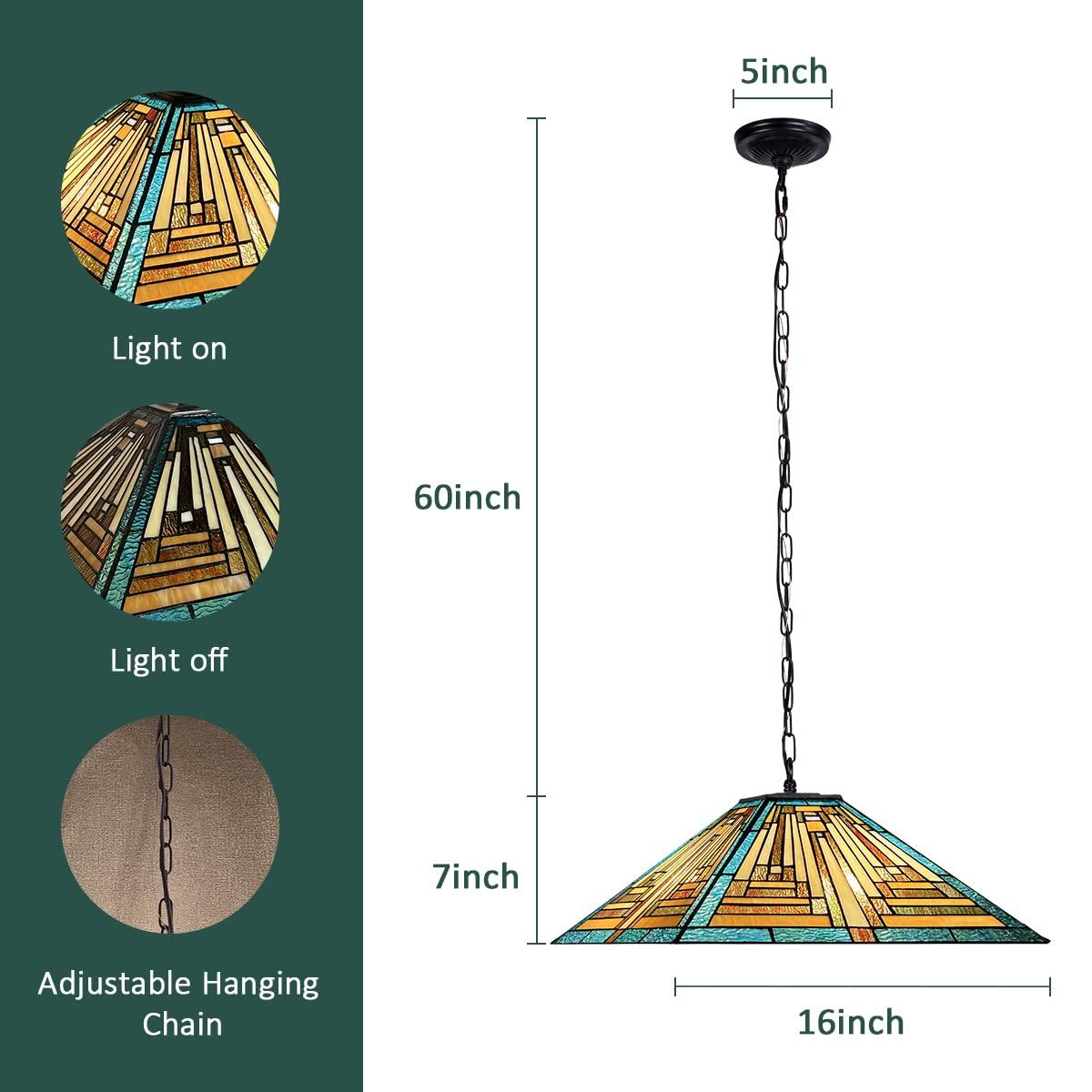 RADIANCE goods Tiffany-Style 2-Light Mission Ceiling Pendant 16" Shade