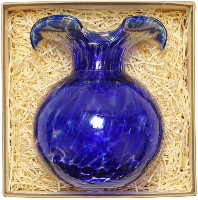 Cobalt Tortoiseshell Glass Hibiscus Bud Vase