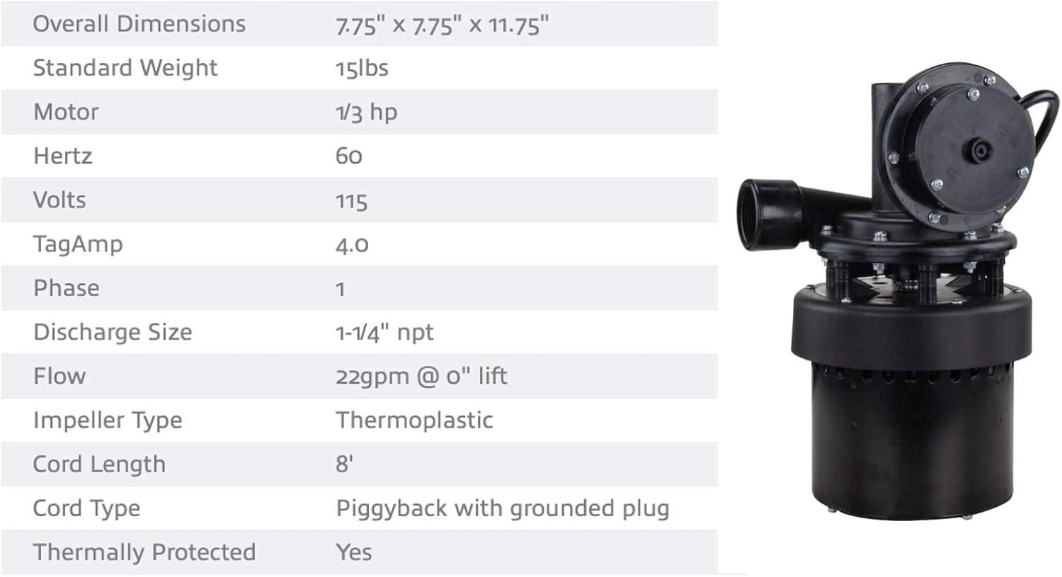 Star Water Systems 1/3 HP 1320 gph Thermoplastic Diaphragm Switch Top AC Sink Pump System