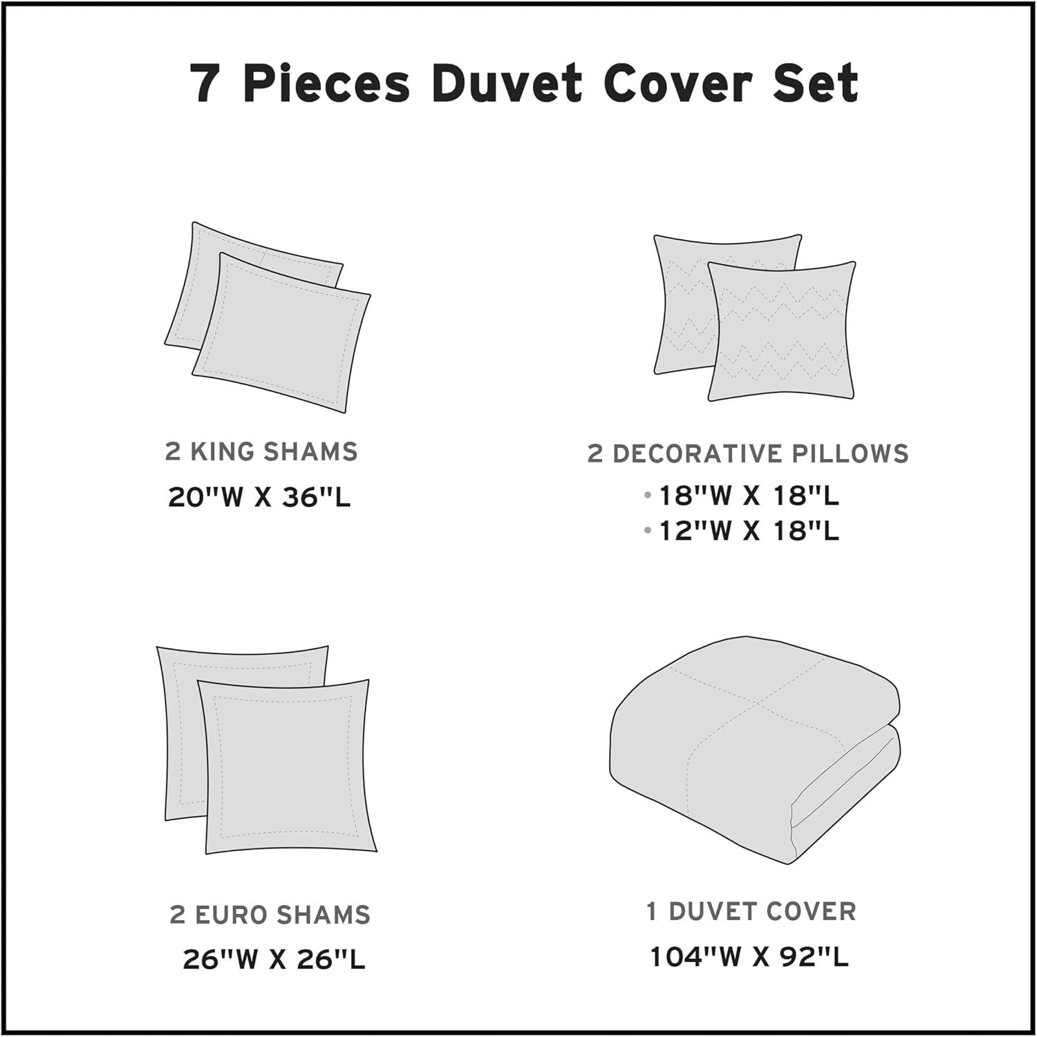 Intelligent Design Brooklyn Cotton Jacquard Duvet Cover Set with Euro Shams and Throw Pillows