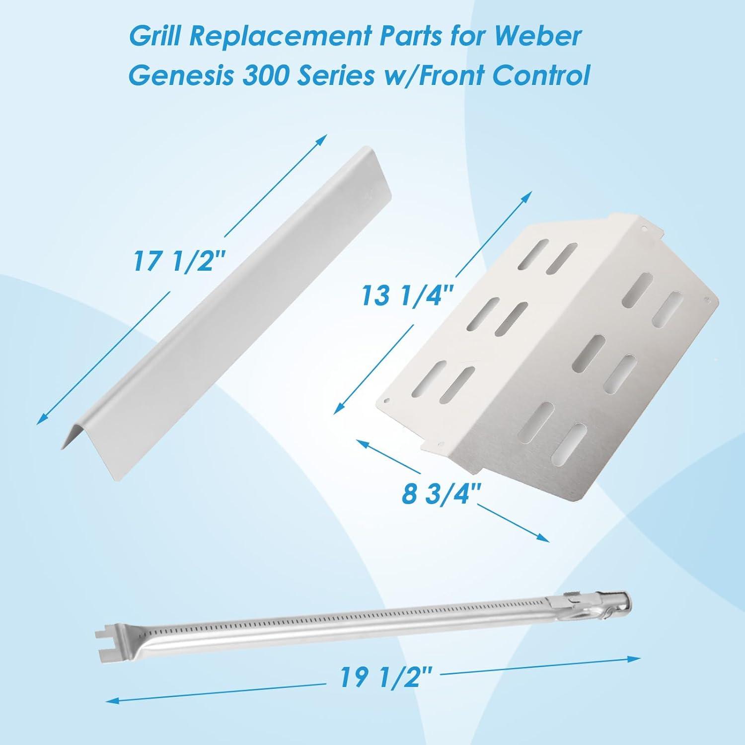 GasSaf 17.5 Grill Flavorizer Bars Heat Deflector for Weber Genesis Parts 310, Flavor Bar for Weber Genesis 300 310 320 330 EP310 EP320 EP330 (Front Knob 2011-Newer) Grill Parts Heat Plates 7620 7622