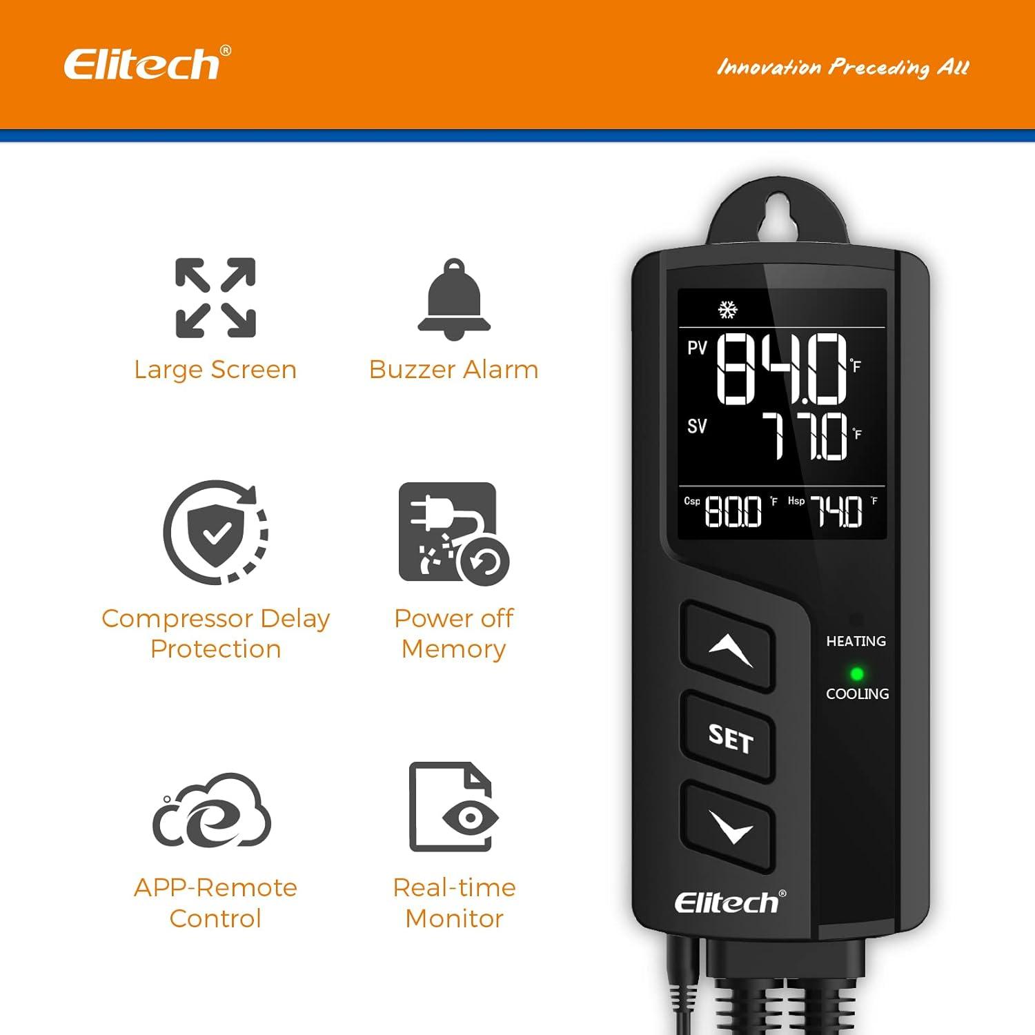 Elitech Temperature Controller Thermostat Heating Cooling Outlets 1100W 110V 10A Reef Tank Grow Room