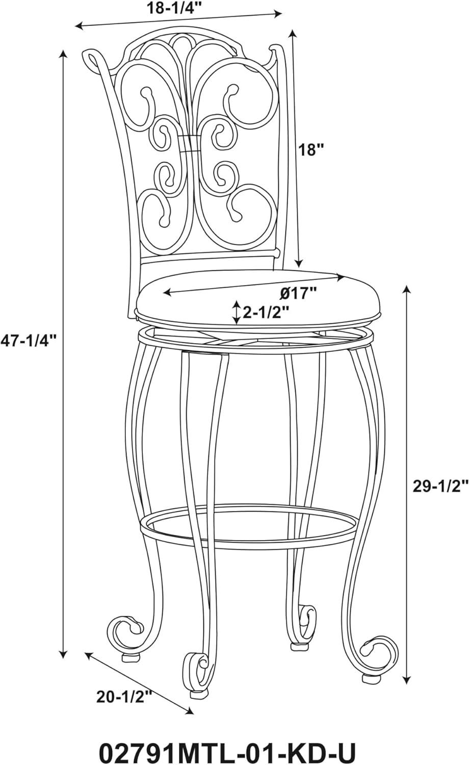 Elegant 24" Black and Cherry Wood Counter Stool with Dark Brown Faux Leather Seat