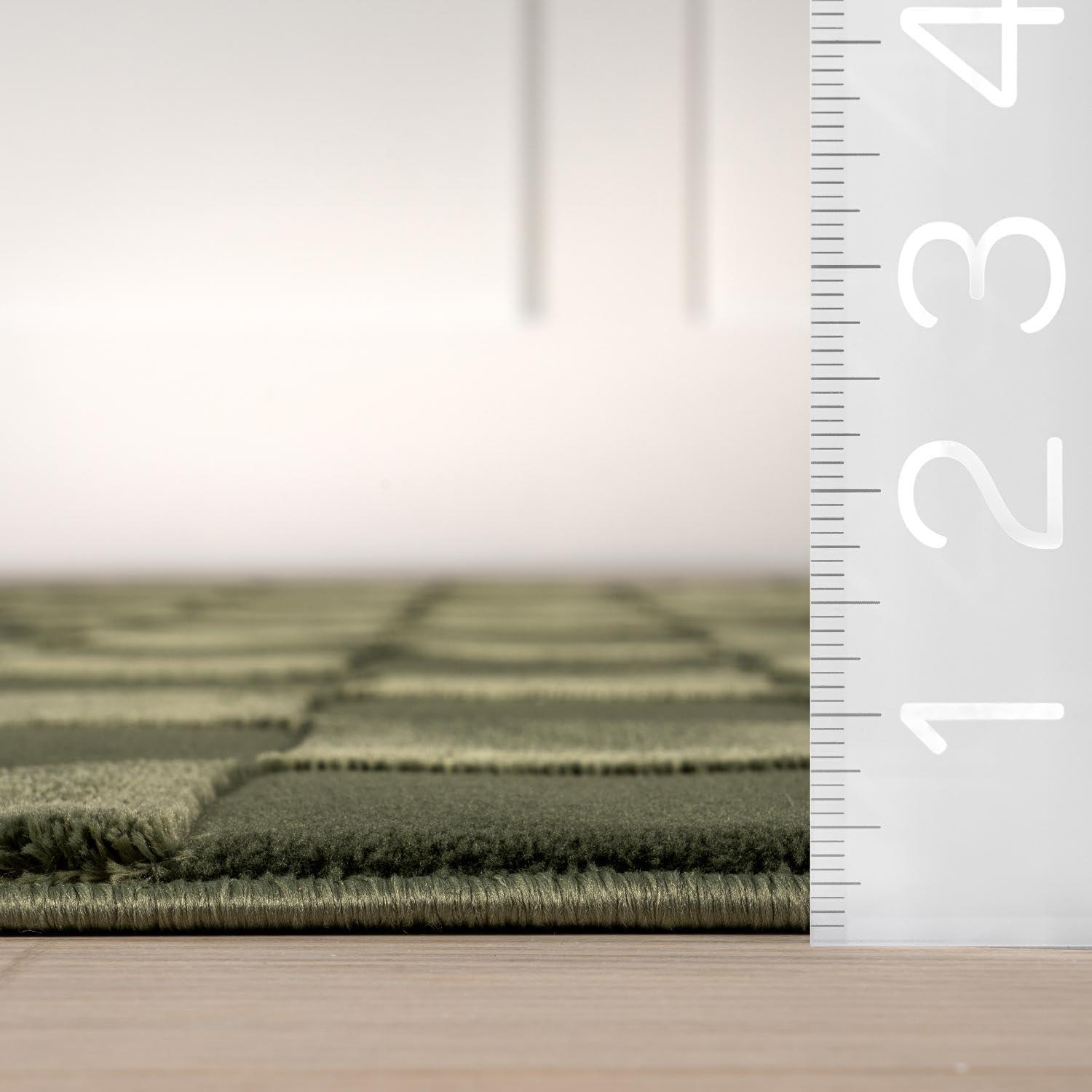 Nuloom Alaiya Checkered Pet Friendly Textured Machine Washable Area Rug, 4' x 6', Green