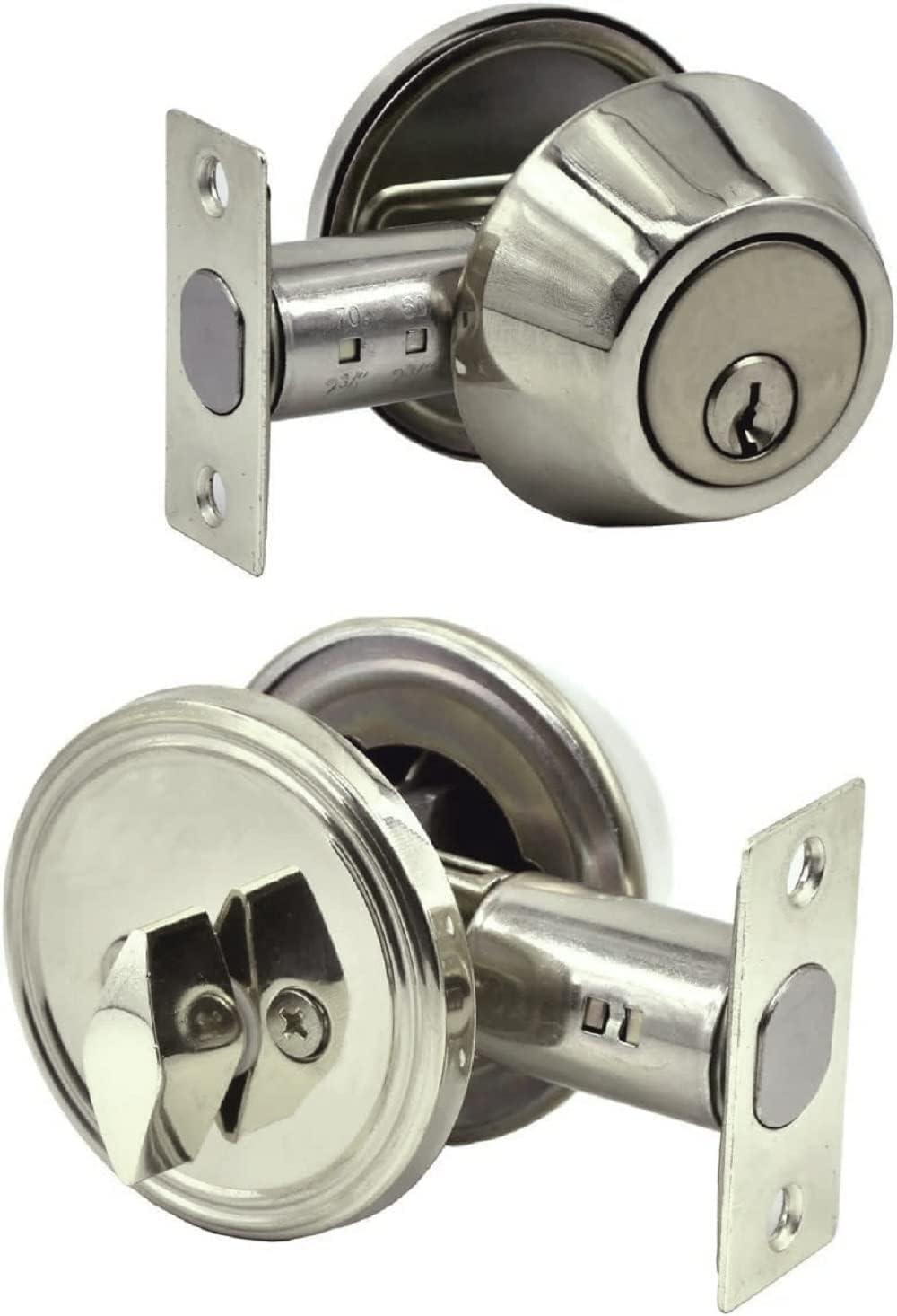 Satin Nickel Single Cylinder Keyed Door Deadbolt