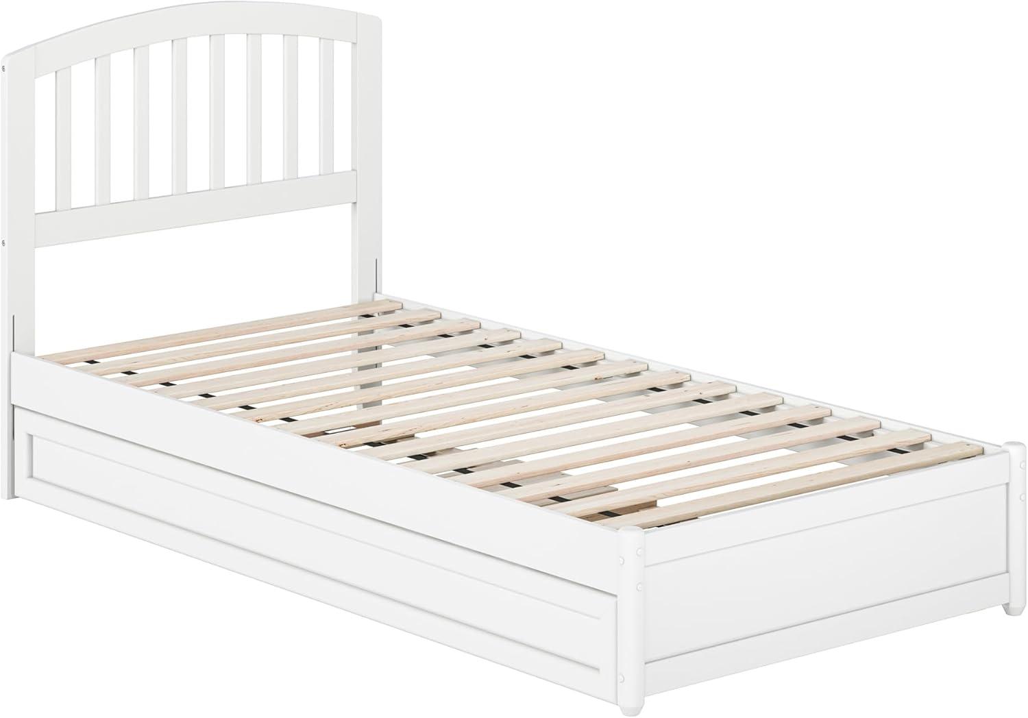 Lucia Twin XL Wood Platform Bed with Panel Footboard & Twin XL Trundle in White