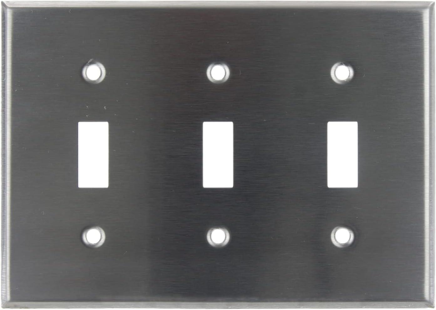 Steel 3-Gang Toggle Switch Plate with Matching Screws