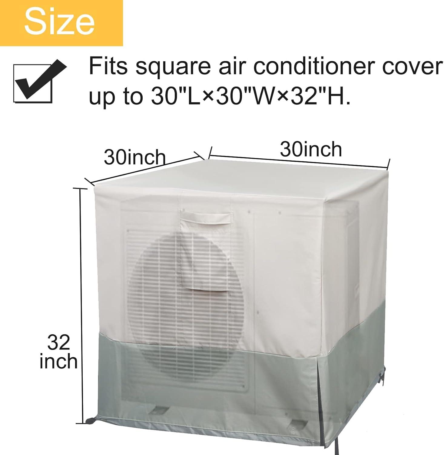 Waterproof Heavy Duty Beige and Gray AC Cover, 30x30x32 inches