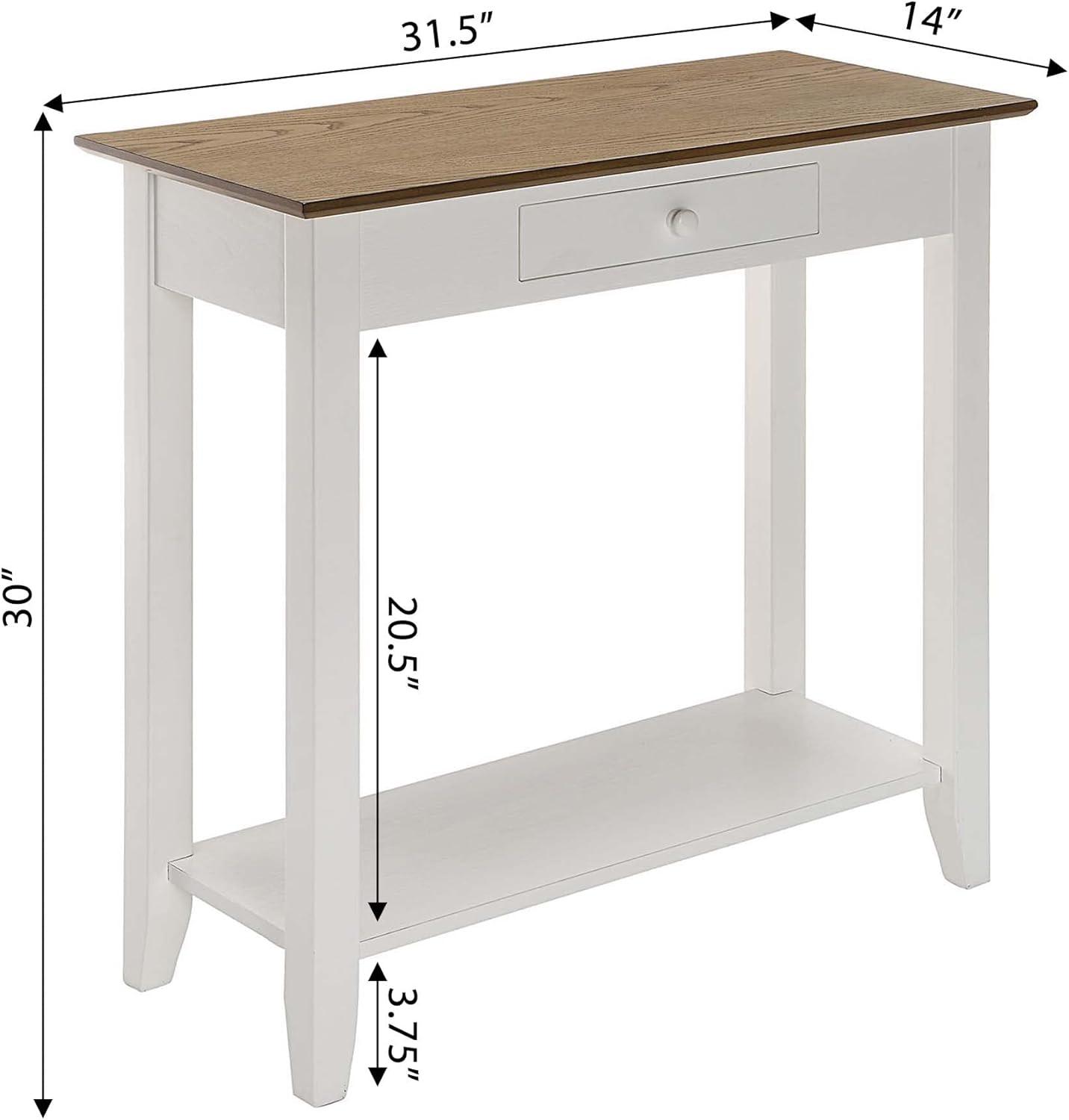 Convenience Concepts American Heritage 1 Drawer Hall Table with Shelf, Driftwood/White