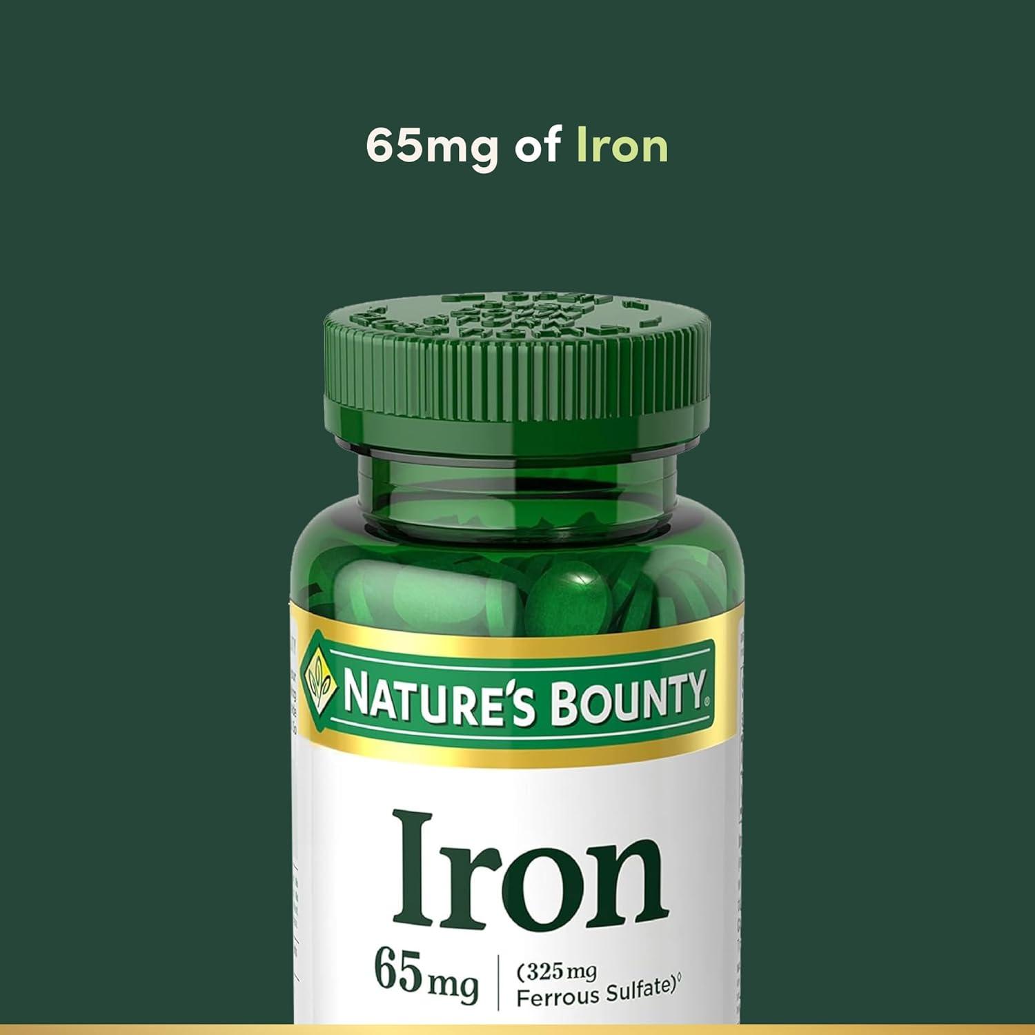 Nature’s Bounty Iron Supplement, 65mg, Mineral Supplement, 100 Tablets