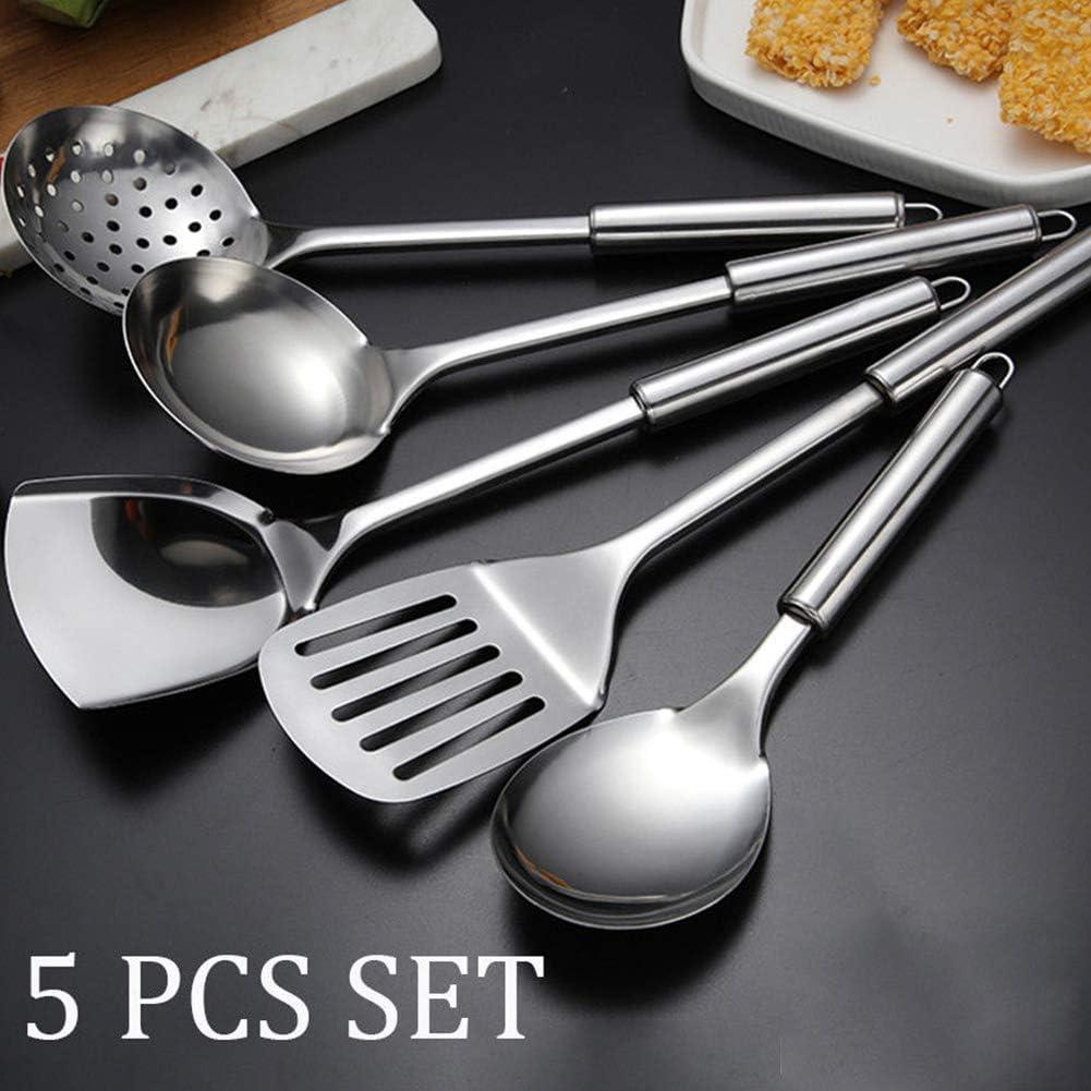 Zhouqiannn 5Pcs/set Stainless Steel Kitchen Cooking Tools Utensil Set Spatula Spoon Dinning Table Runner with 6 Placement Mats Mat Plate Place Mats for Dinner Table Dinner Place Mats Indoor Small