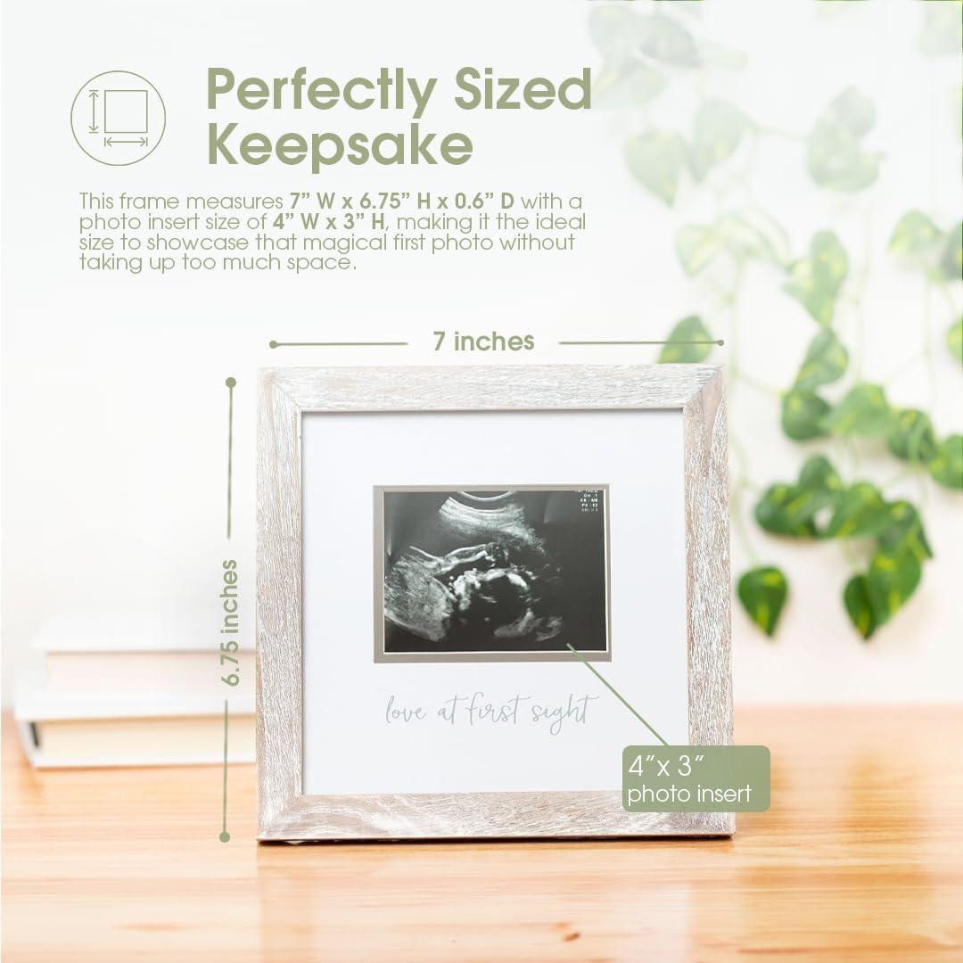 Pearhead Love at First Sight Sonogram Picture Frame - Rustic White