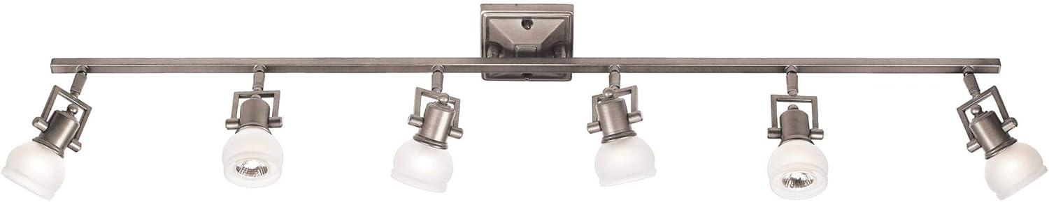 Pro Track Chace 6-Head LED Complete Ceiling Track Light Fixture Kit GU10 Adjustable Silver Brushed Nickel Finish Glass Modern Kitchen Dining 50" Wide