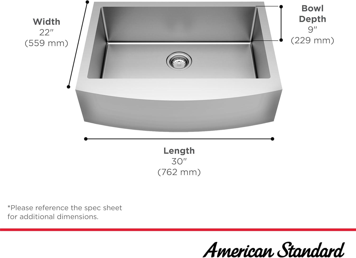 Suffolk 30-Inch Stainless Steel Farmhouse Sink with Drainboard