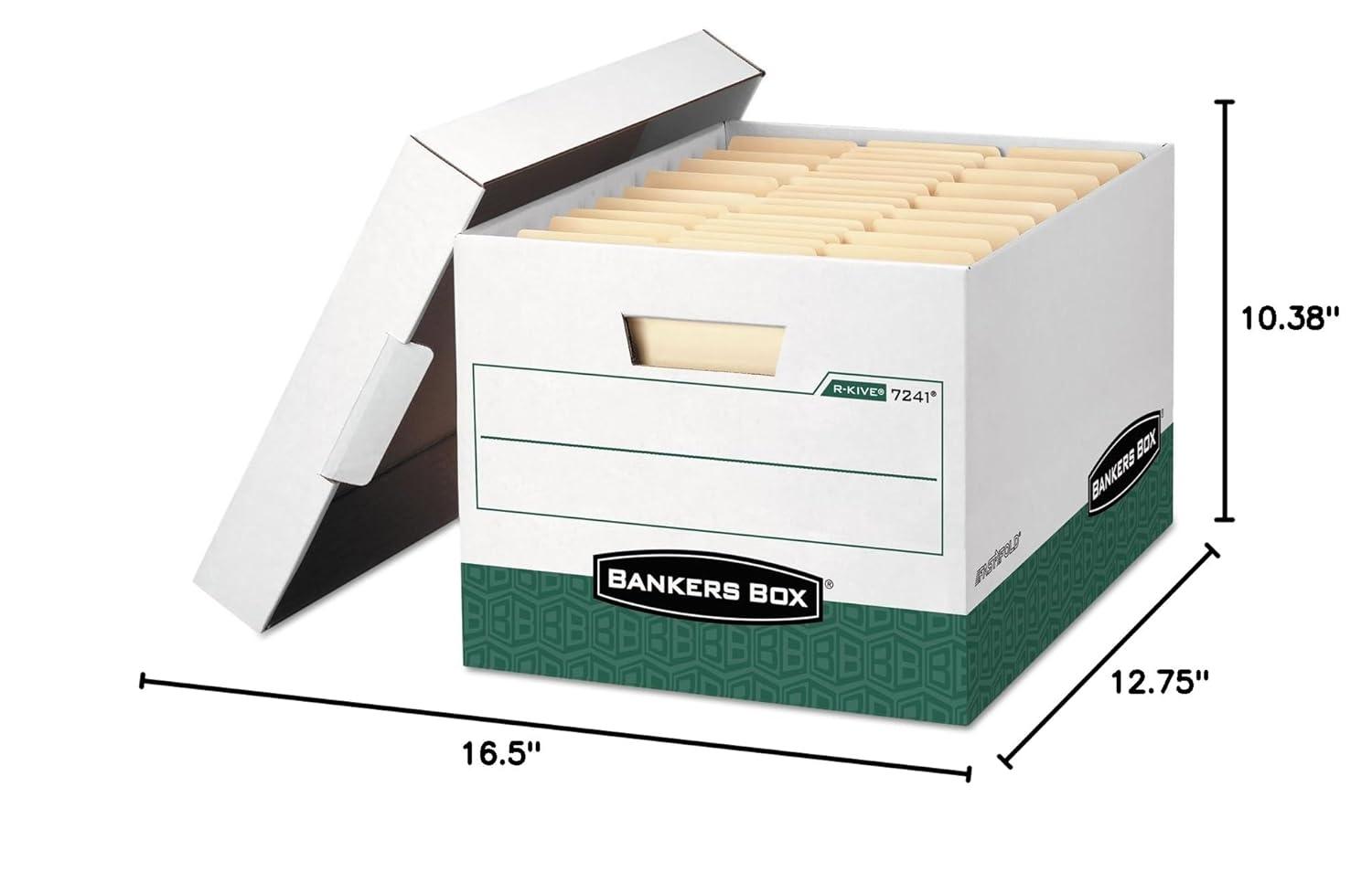 Bankers Box® FastFold Stor/File Lid Box, Legal, 15 x 24 x 10, White/Blue, 4/Ctn