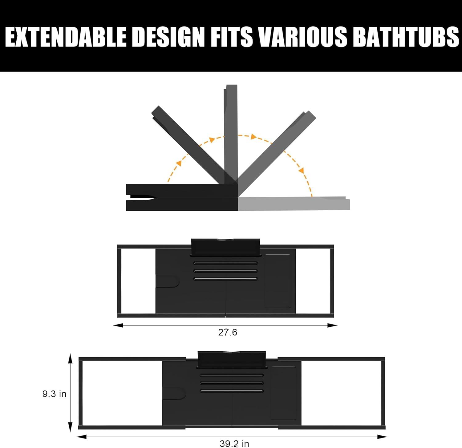 Premium Bathtub Caddy Tray,Expandable Bamboo Bath Tray for Tub,Foldable Minimalist Bathroom Accessories with Book Stand for Home Spa Relaxing,Unique House Warming Gifts,Natural