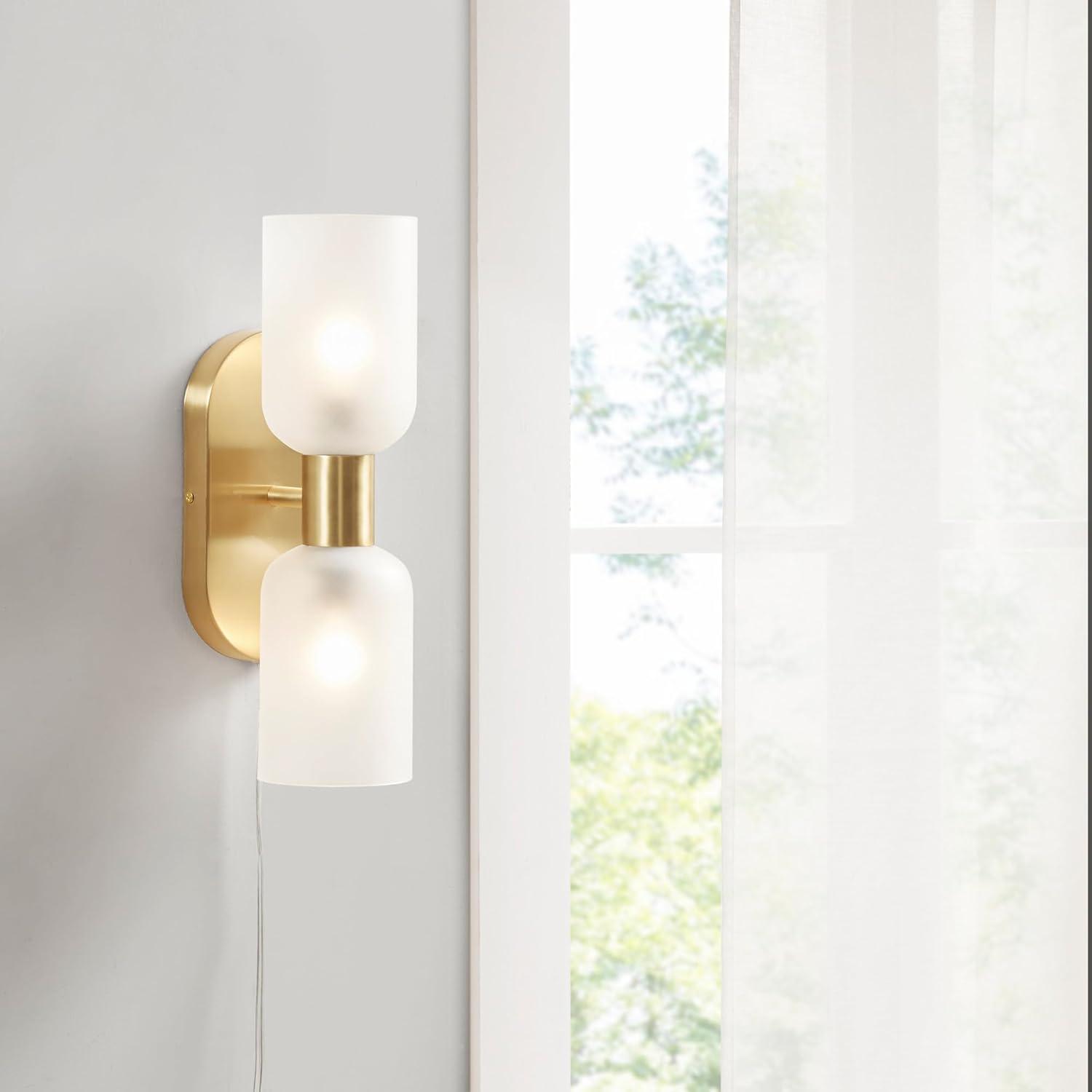 Gold Frosted Glass Double Tube Wall Sconce