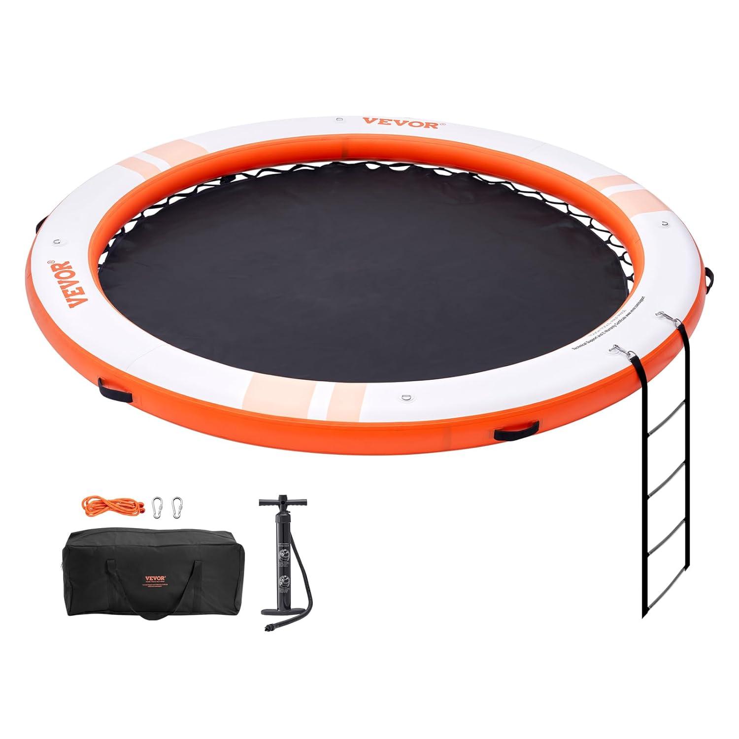Stellweilan Tessberg 15x6.5FT Inflatable Dock Platform with 4*6FT Trampoline Mesh Pool, Floating Platform Water Mat