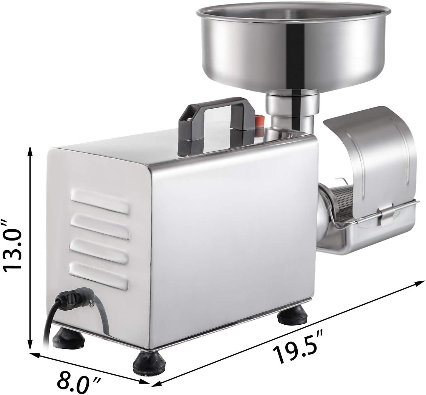 Stellweilan Tessberg 110V Electric Tomato Strainer 370W Commercial Grade Tomato Milling Machine Stainless Steel Tomato Press and Strainer 90-160 Kg/H Pure Copper Motor Food Strainer and Sauce Maker