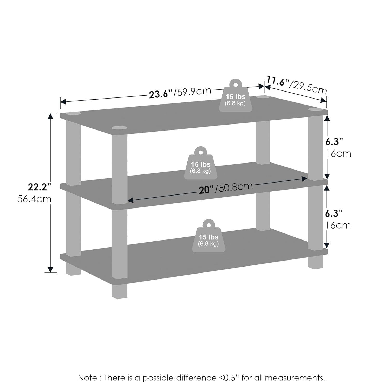 Furinno Turn-S-Tube 3-Tier Multipurpose Stackable Standing Shelves, Espresso/Black, Set of 2