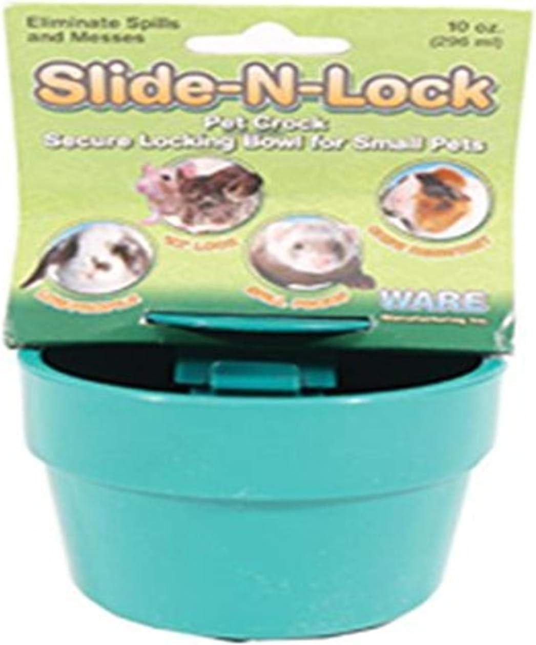 Ware Plastic Slide-N-Lock Small Pet Crock, 10 Ounce, Assorted Colors (1 Pack)